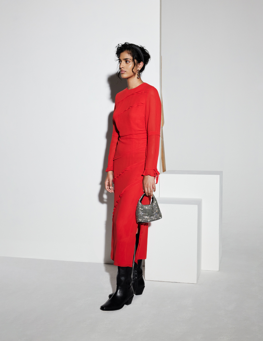 Woman wearing Red dress