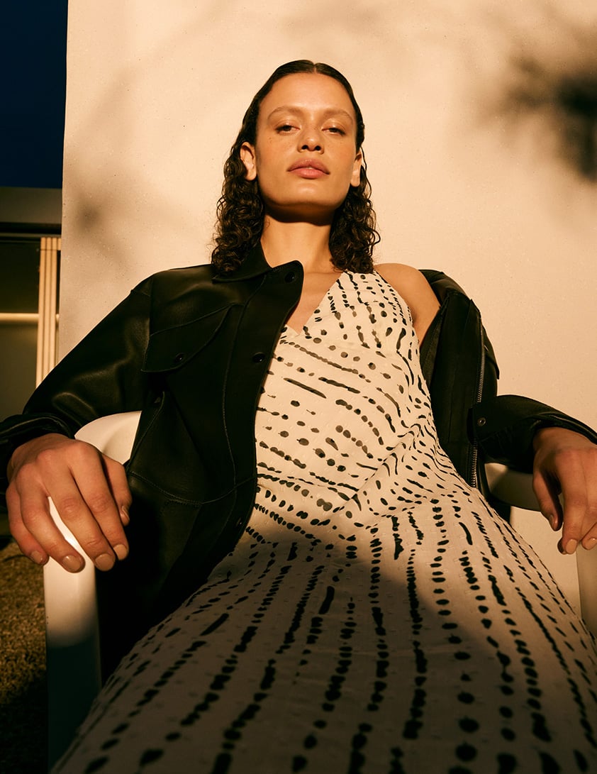 woman wearing funnel neck jumpers