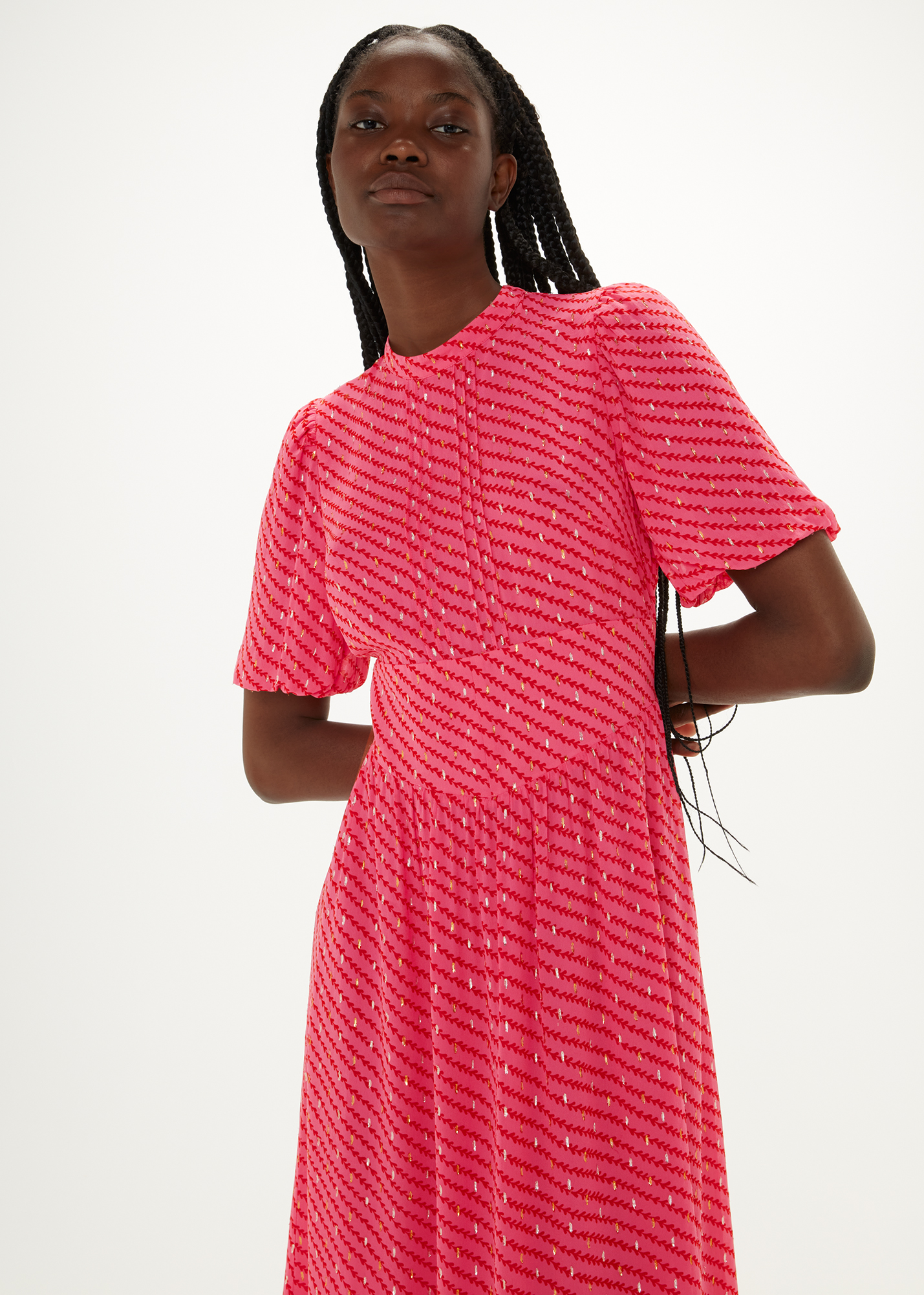 Whistles Women's Pink/Multi Diagonal Leaf Blair Dress Size 10