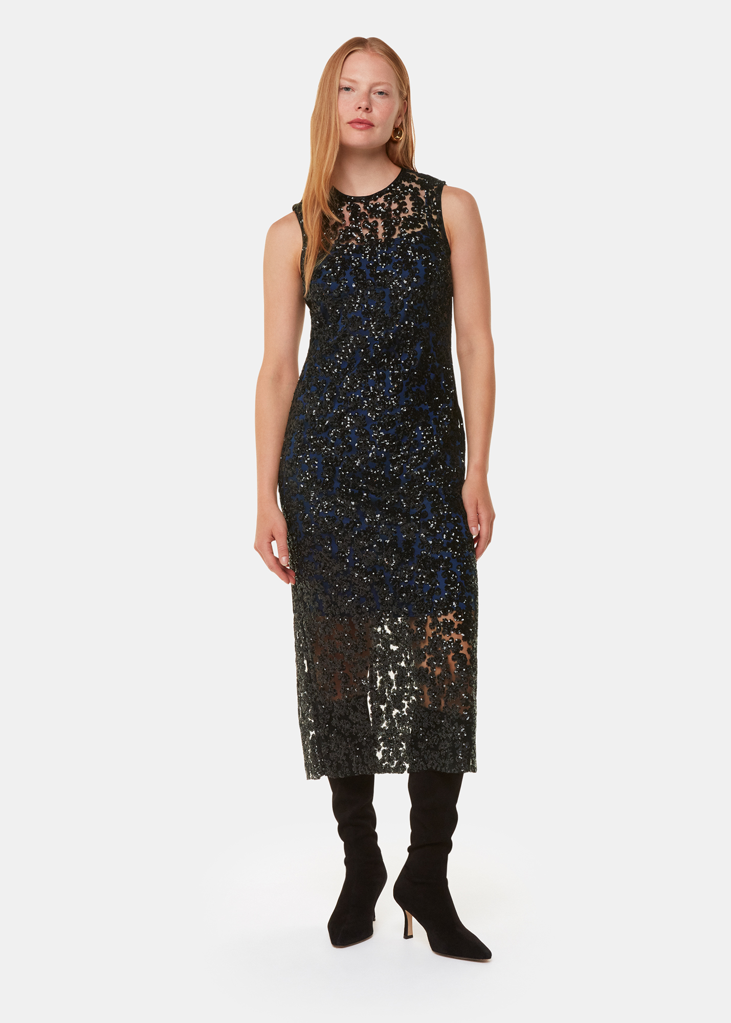 Whistles Women's Black/Multi Floral Sequin Lyra Dress Size 4