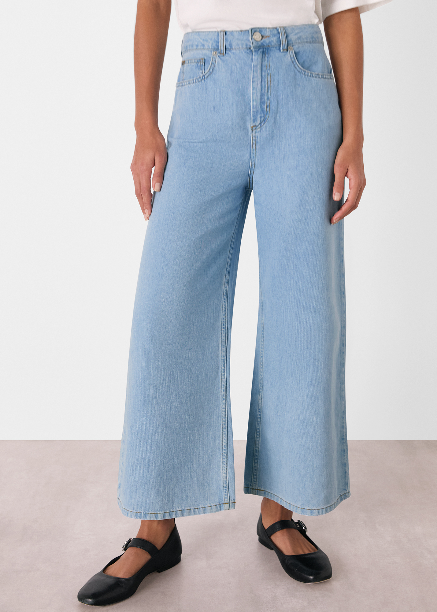 Whistles Women's Light Wash Wide Leg Cropped Jean Size 27