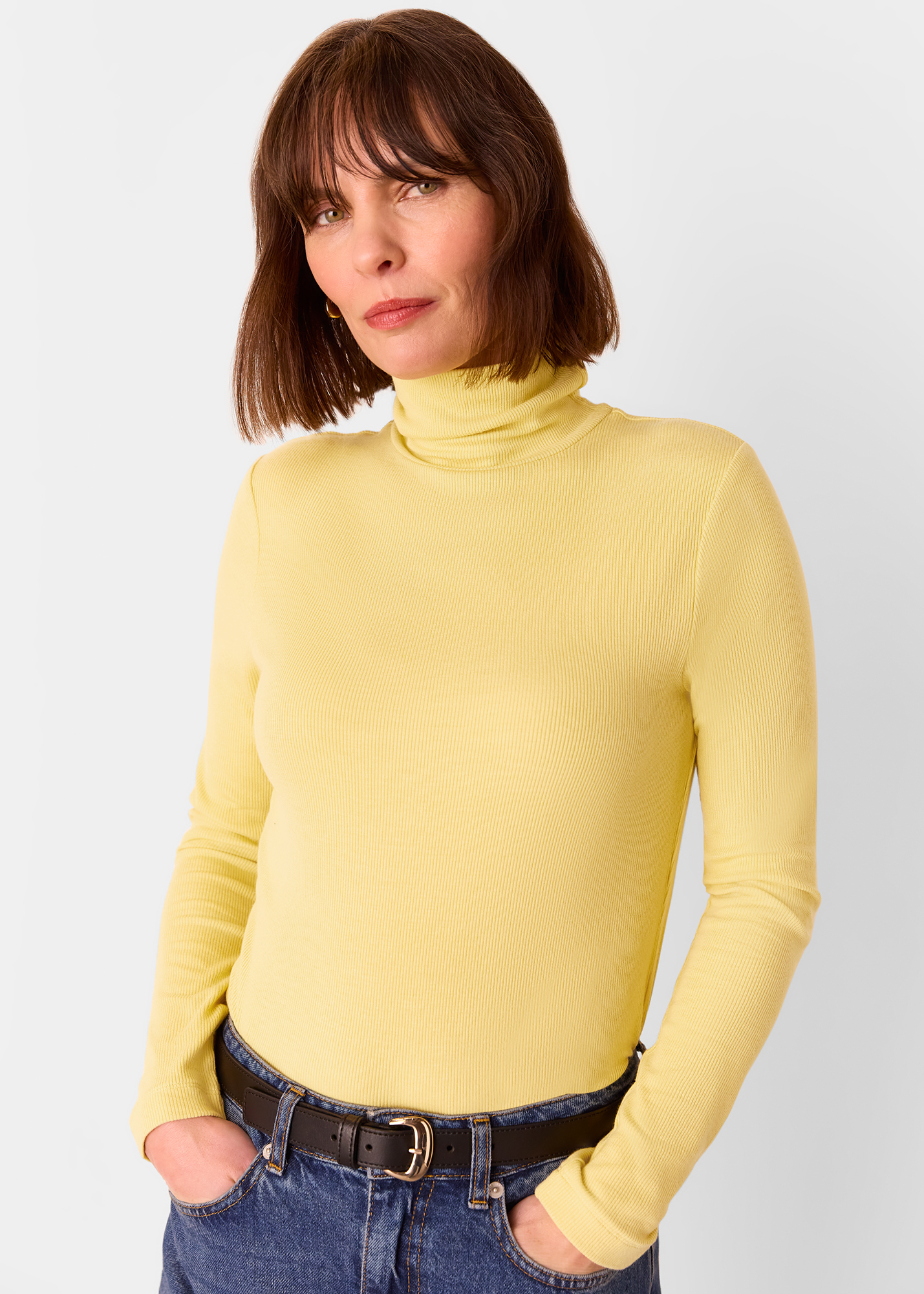 Whistles Women's Yellow Essential Ribbed Polo Size 20