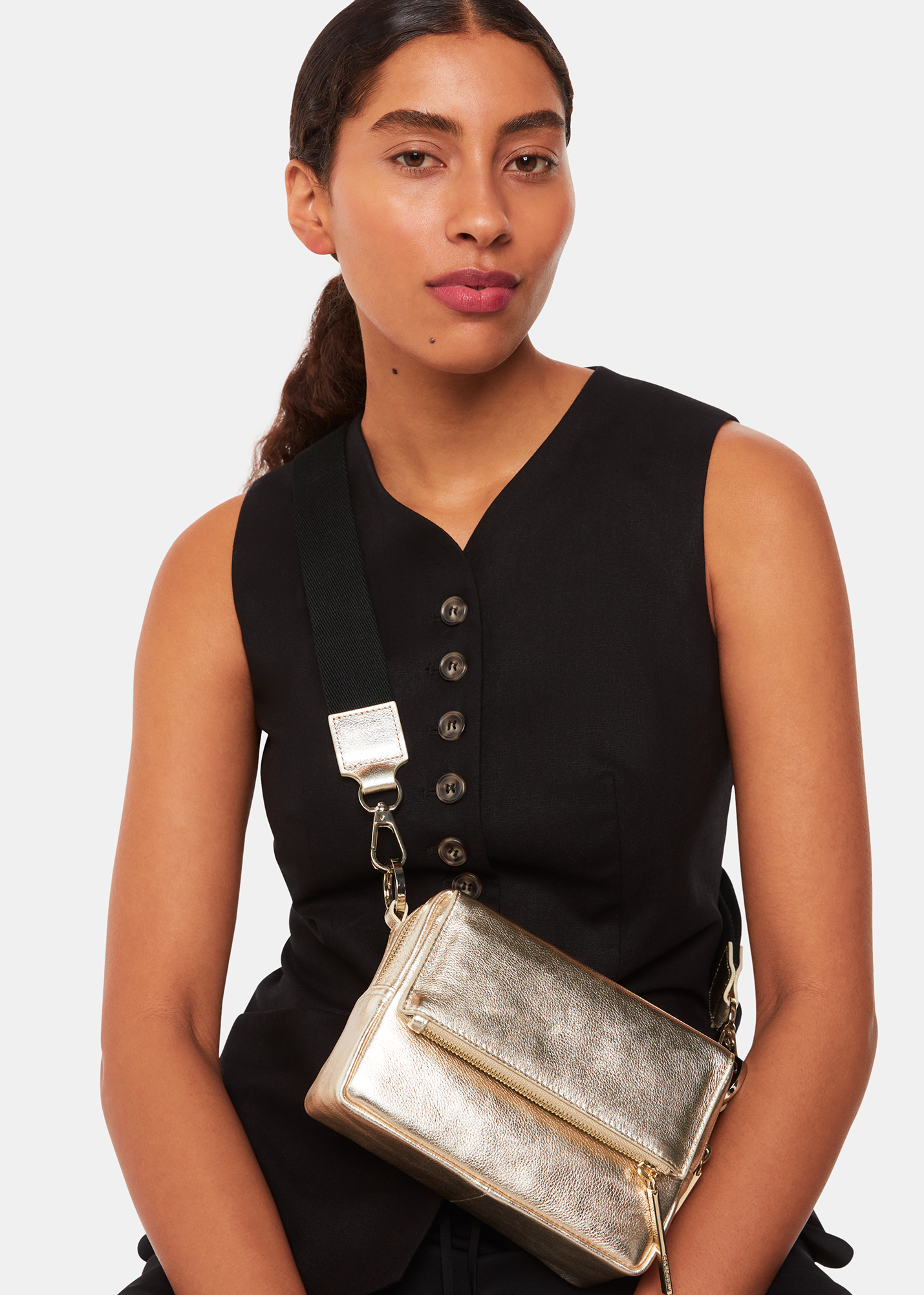 Whistles Women's Gold Bibi Crossbody Bag 
