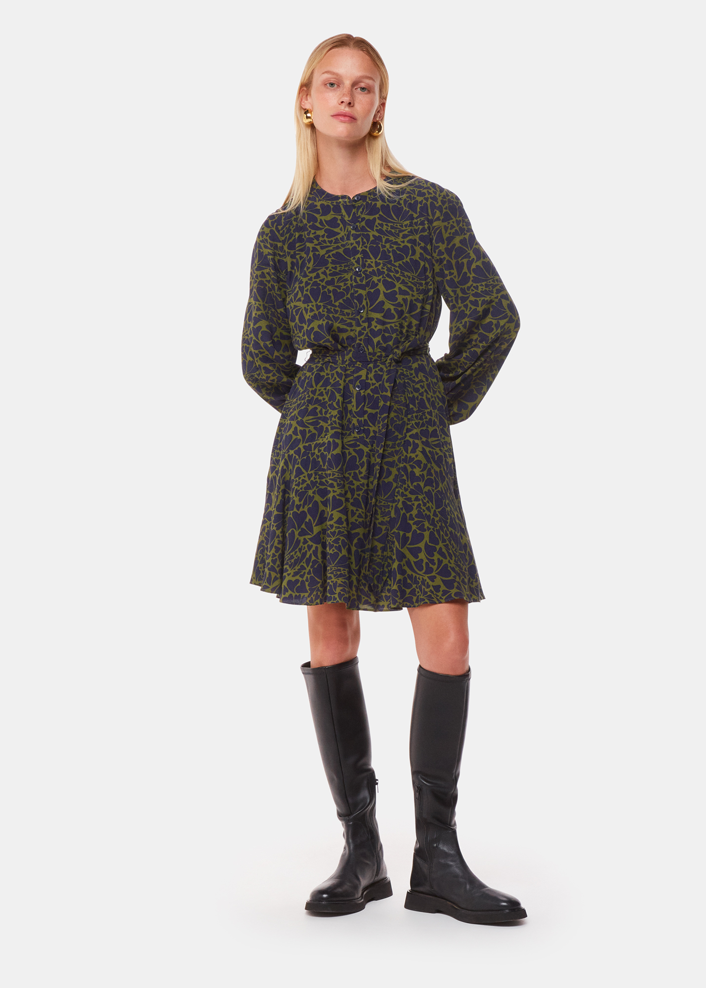 Whistles Women's Green/Multi Abstract Petal Flippy Dress Size 18