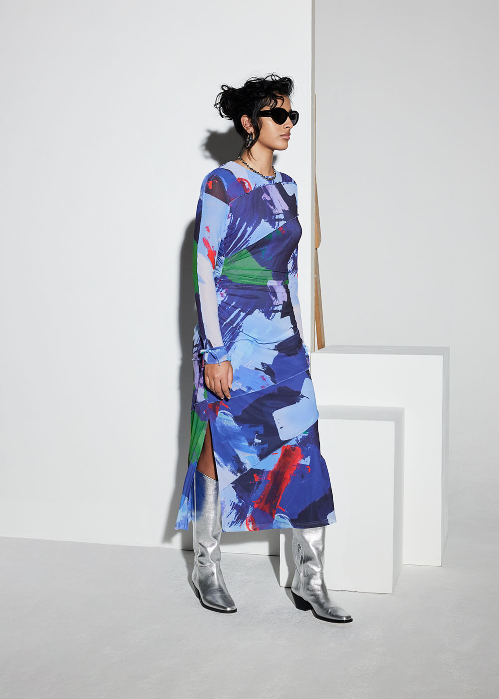 Whistles Women's Multicolour Brushmark Seam Detail Dress Size 4