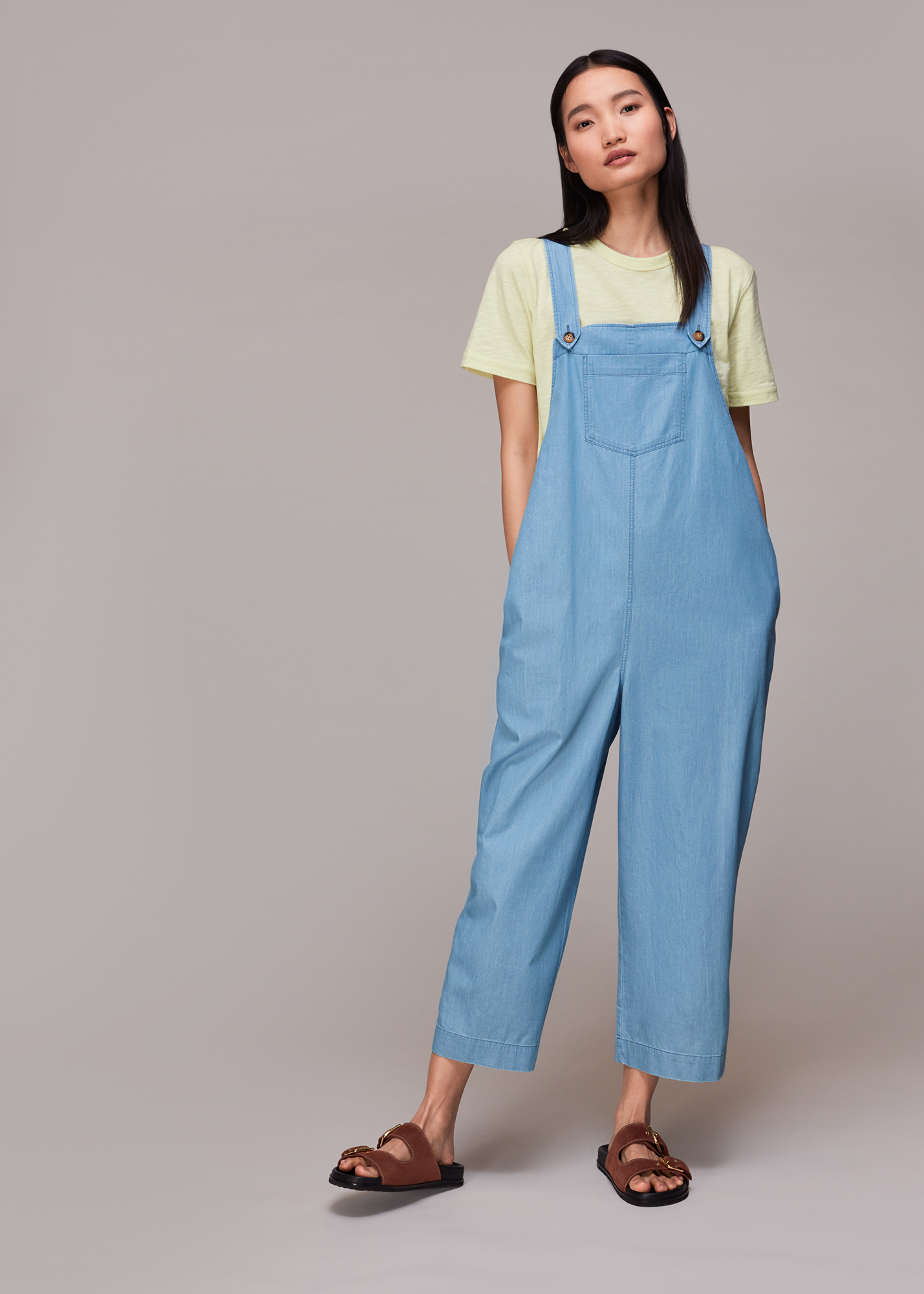 Whistles Women's Light Wash Rita Dungarees Size 12