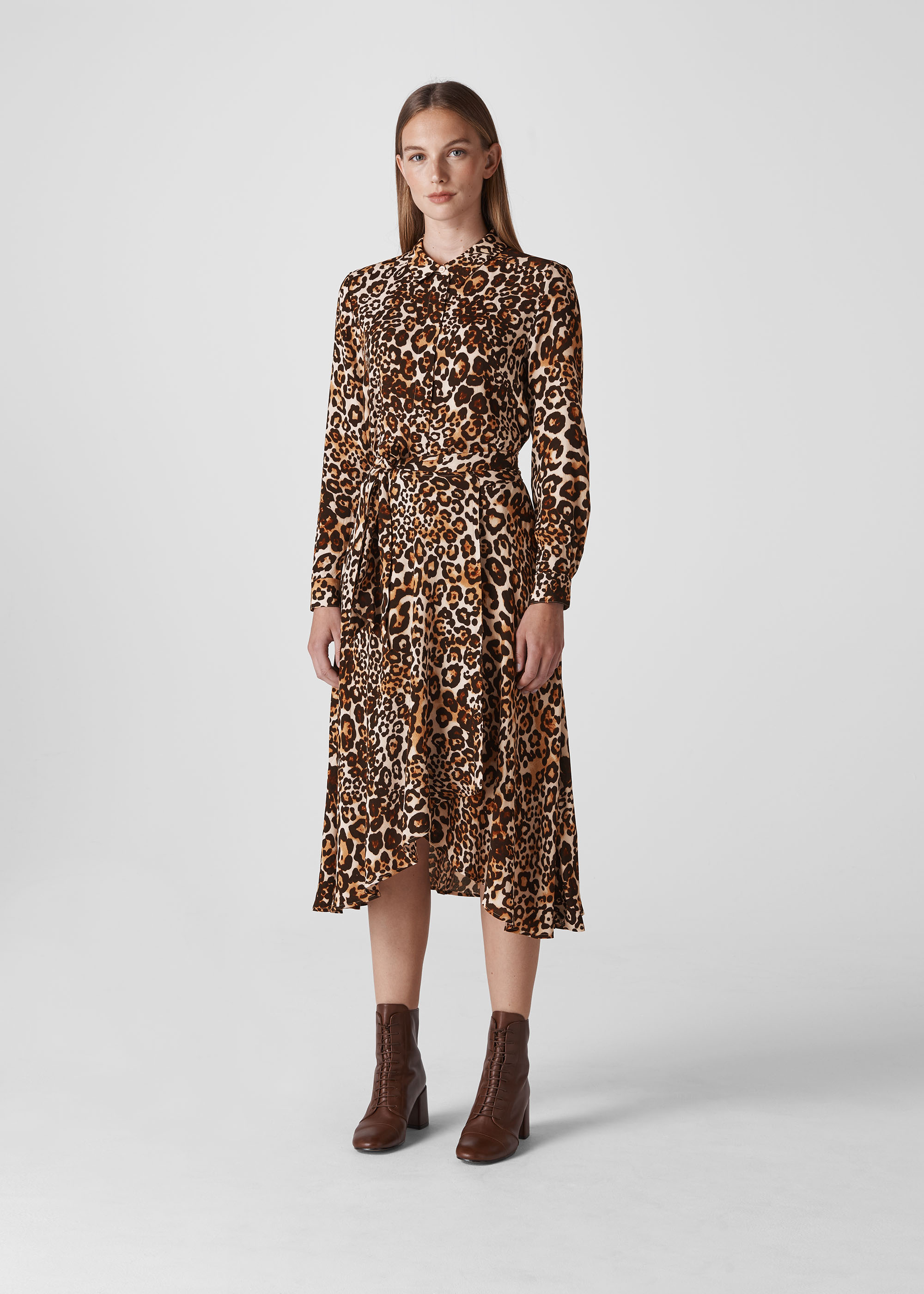 Whistles Women's Leopard Print Animal Print Esme Dress Size 6