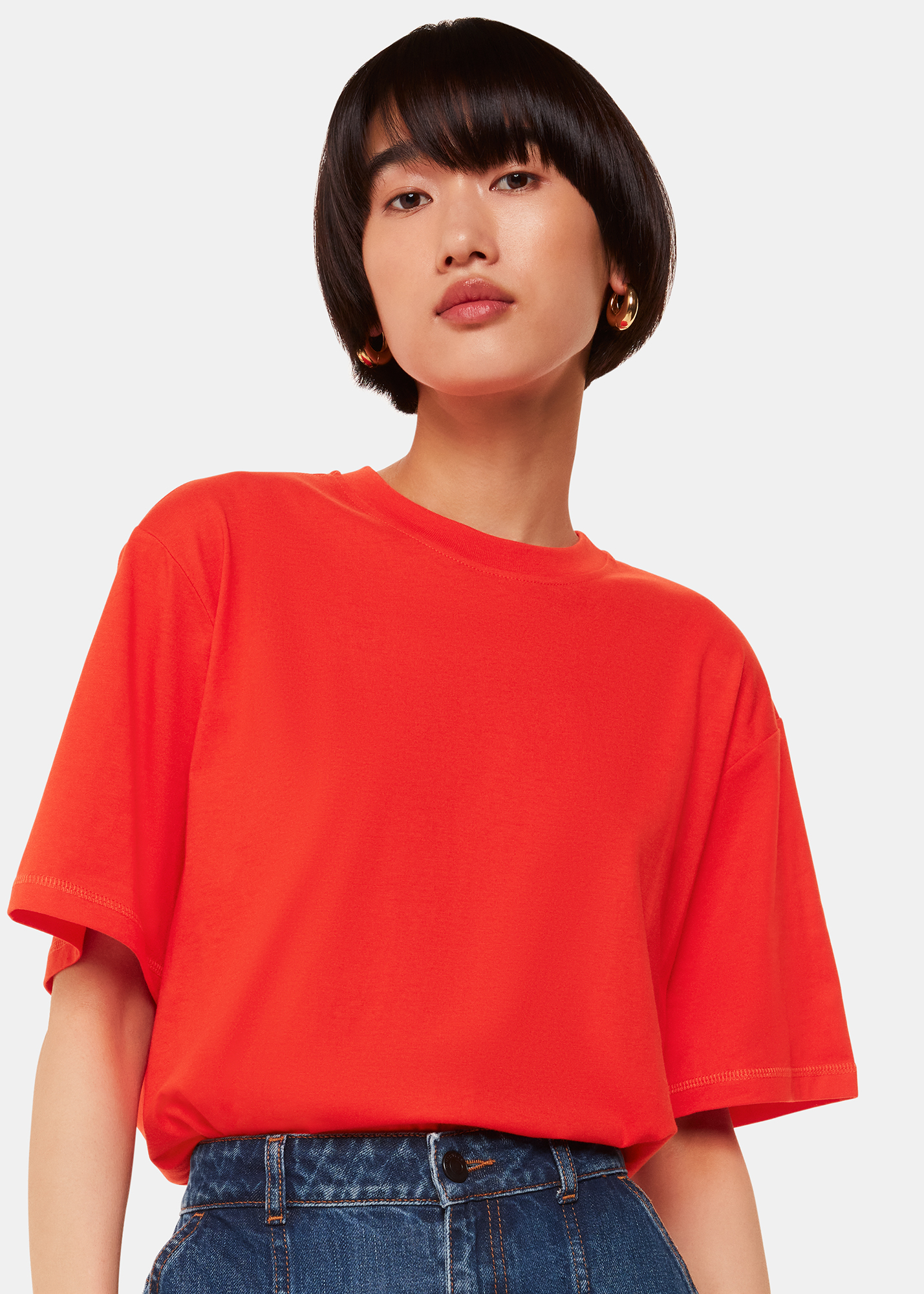 Whistles Women's Red Relaxed Tee Size S