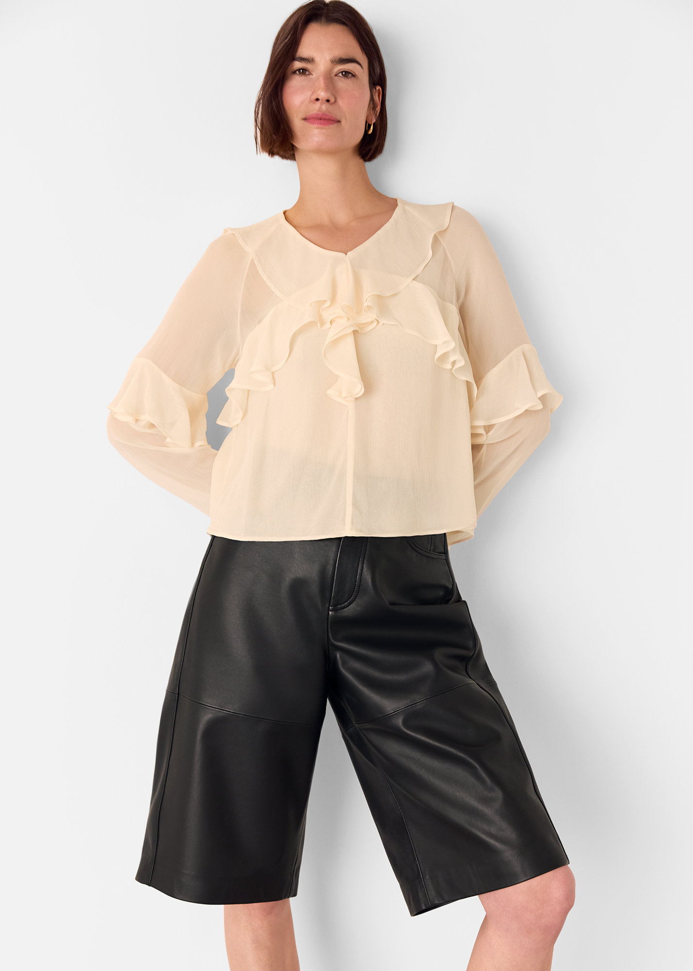 Whistles Women's Ivory Ruffle Frill Blouse Size 8