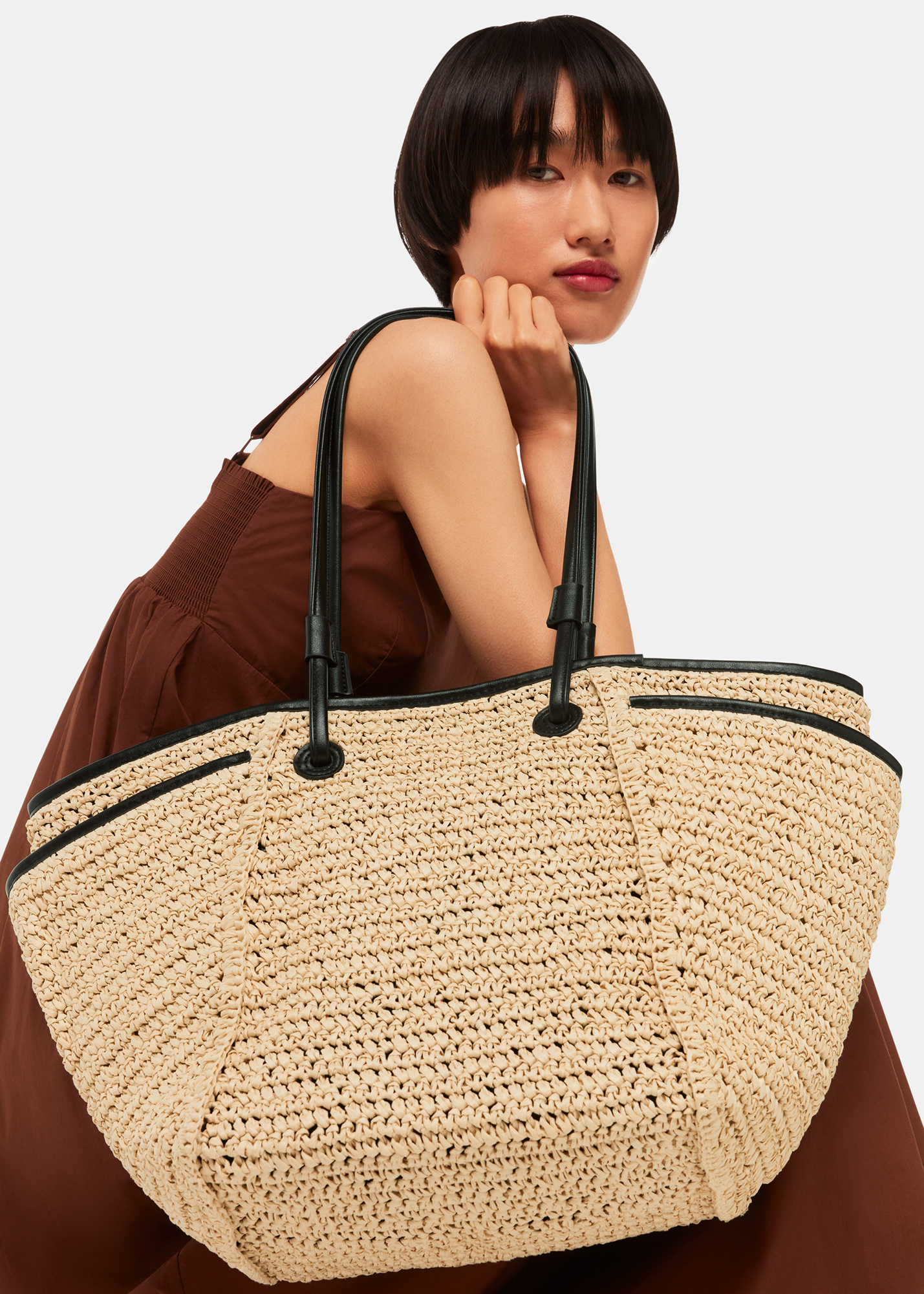 Whistles Women's Neutral Zoelle Straw Tote Bag 