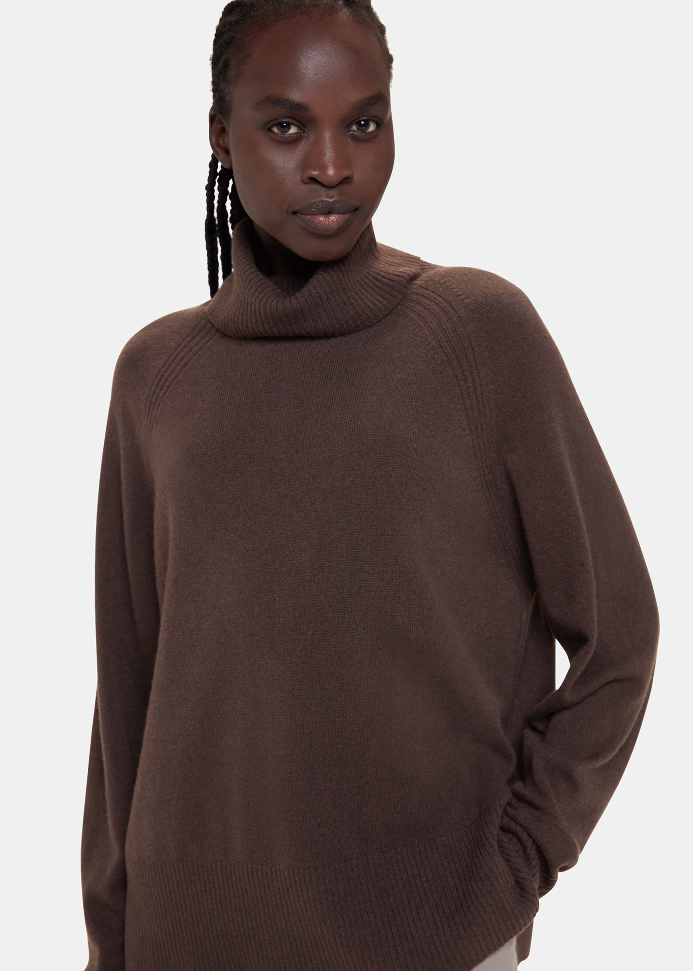 Whistles Women's Brown Cashmere Roll Neck Size XS