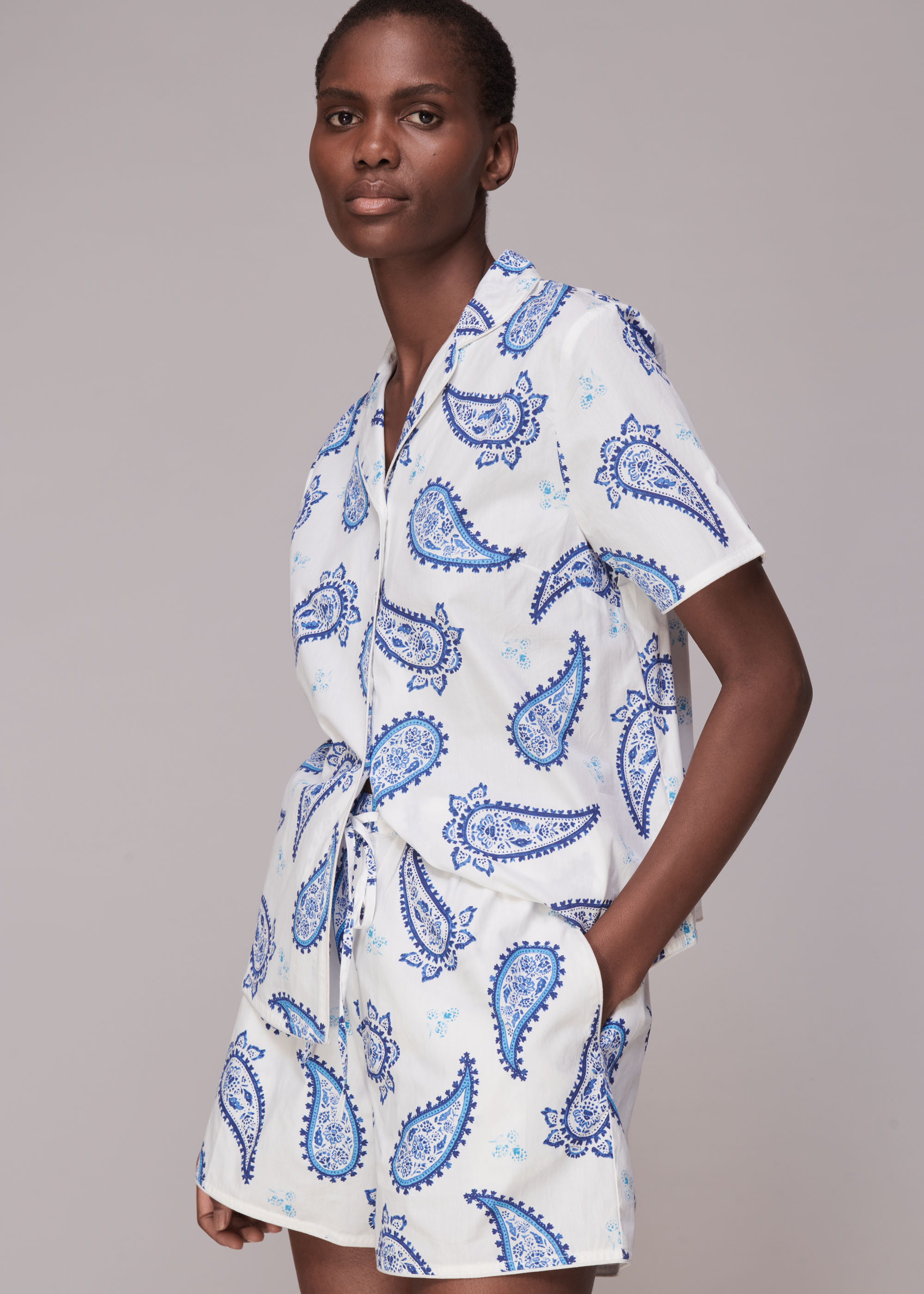 Whistles Women's Blue/Multi Paisley Print Pyjamas Size XS