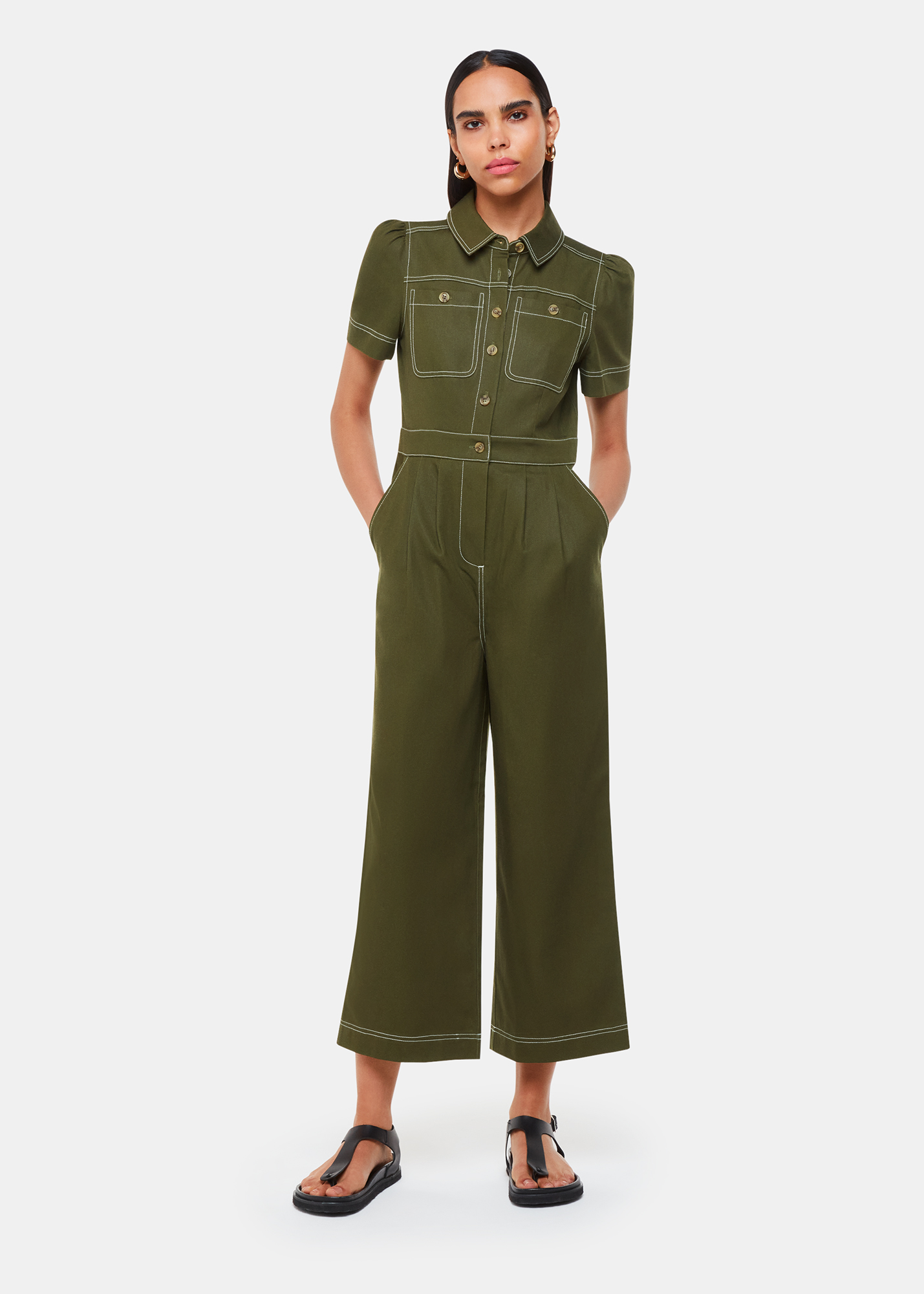 Whistles Women's Khaki Della Jumpsuit Size 16