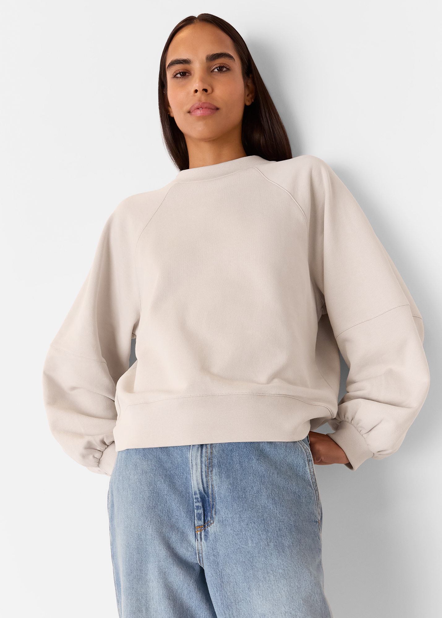 Whistles Women's Neutral Gathered Full Sleeve Sweat Size XS