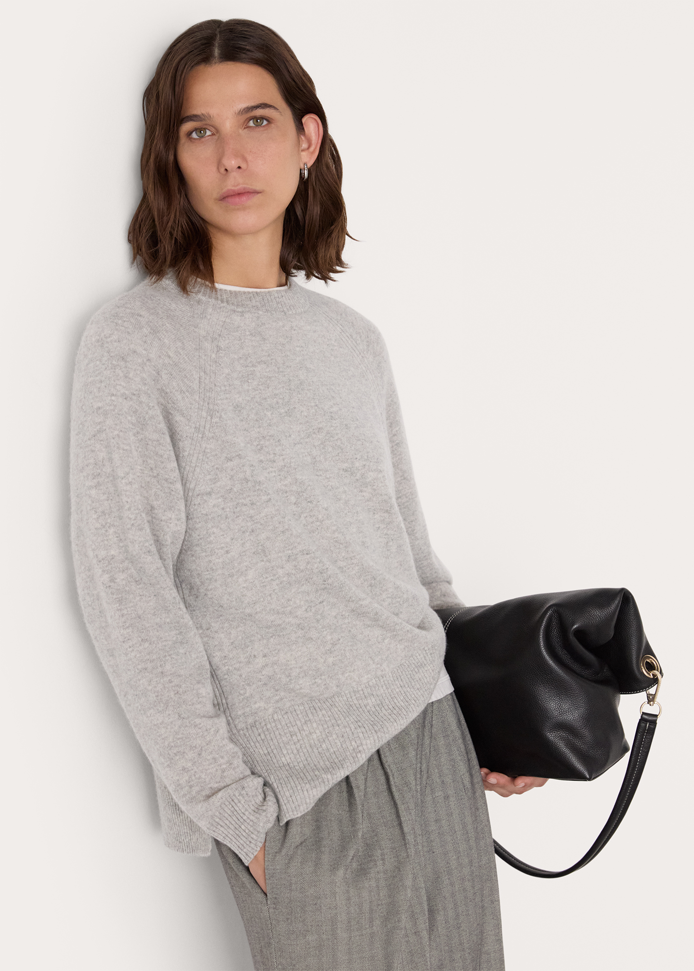 Whistles Women's Grey Marl Ultimate Cashmere Crew Neck Size M