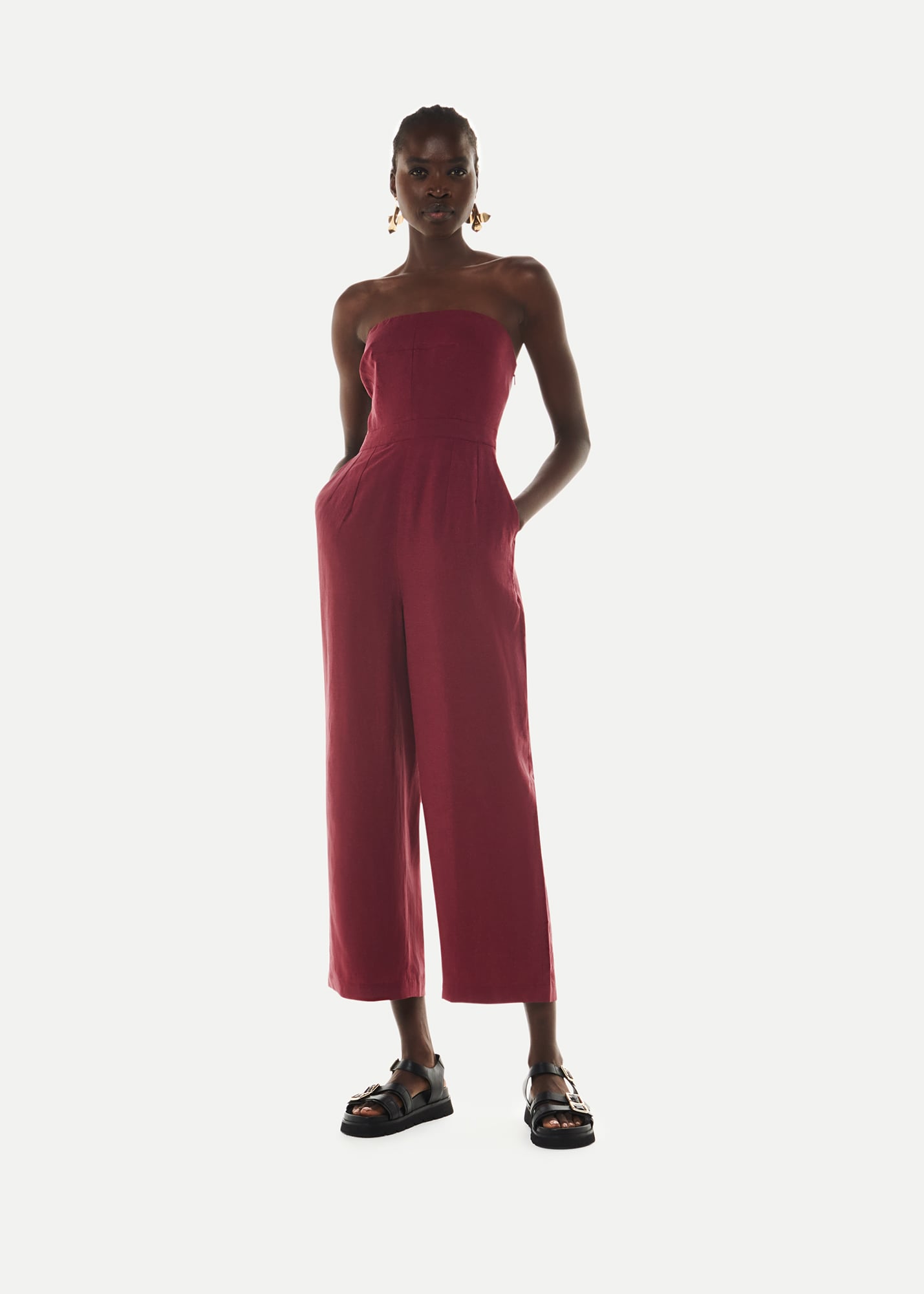 Whistles Women's Burgundy Bandeau Jumpsuit Size 12