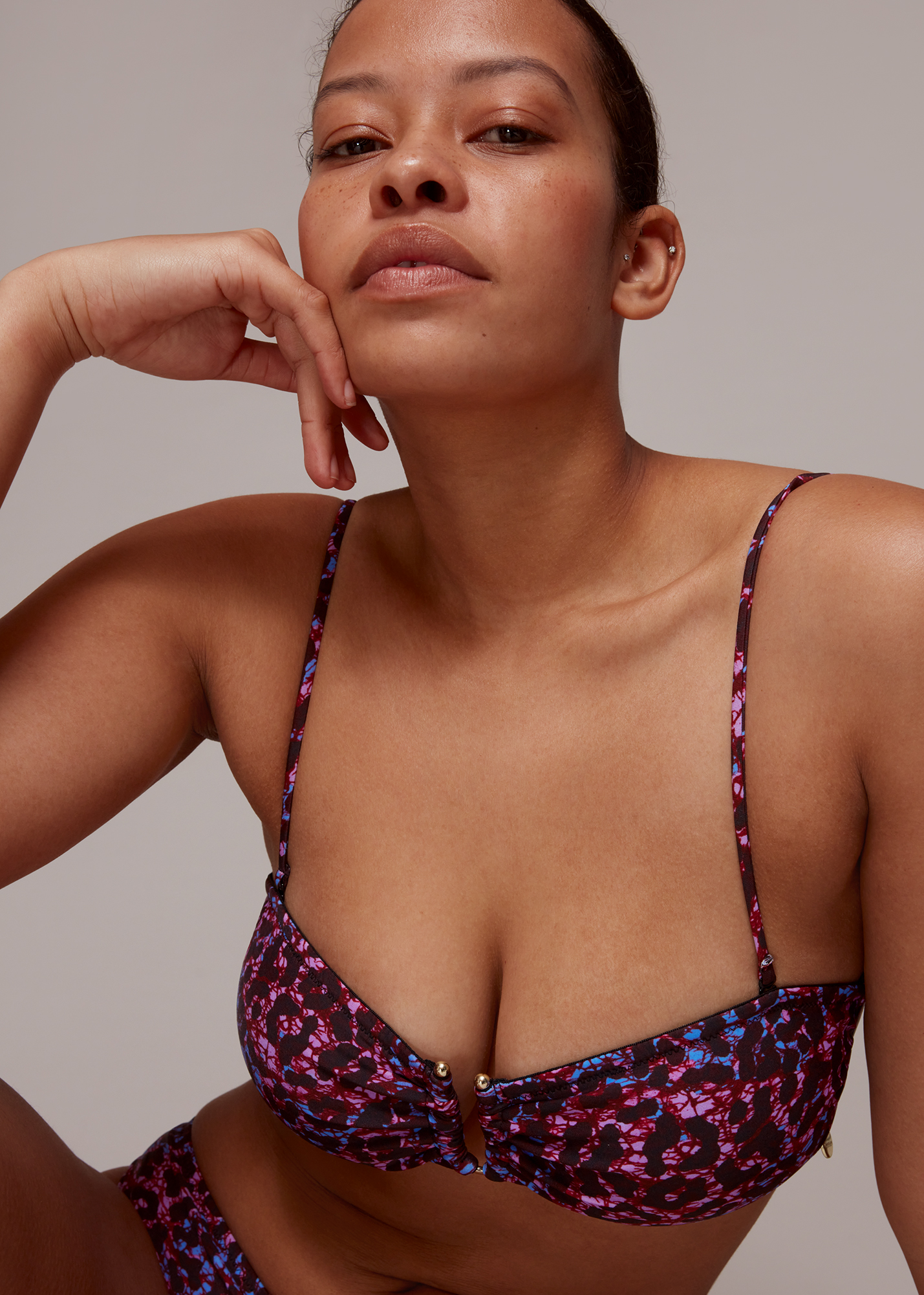 Whistles Women's Pink Animal Printed Bikini Top Size 6