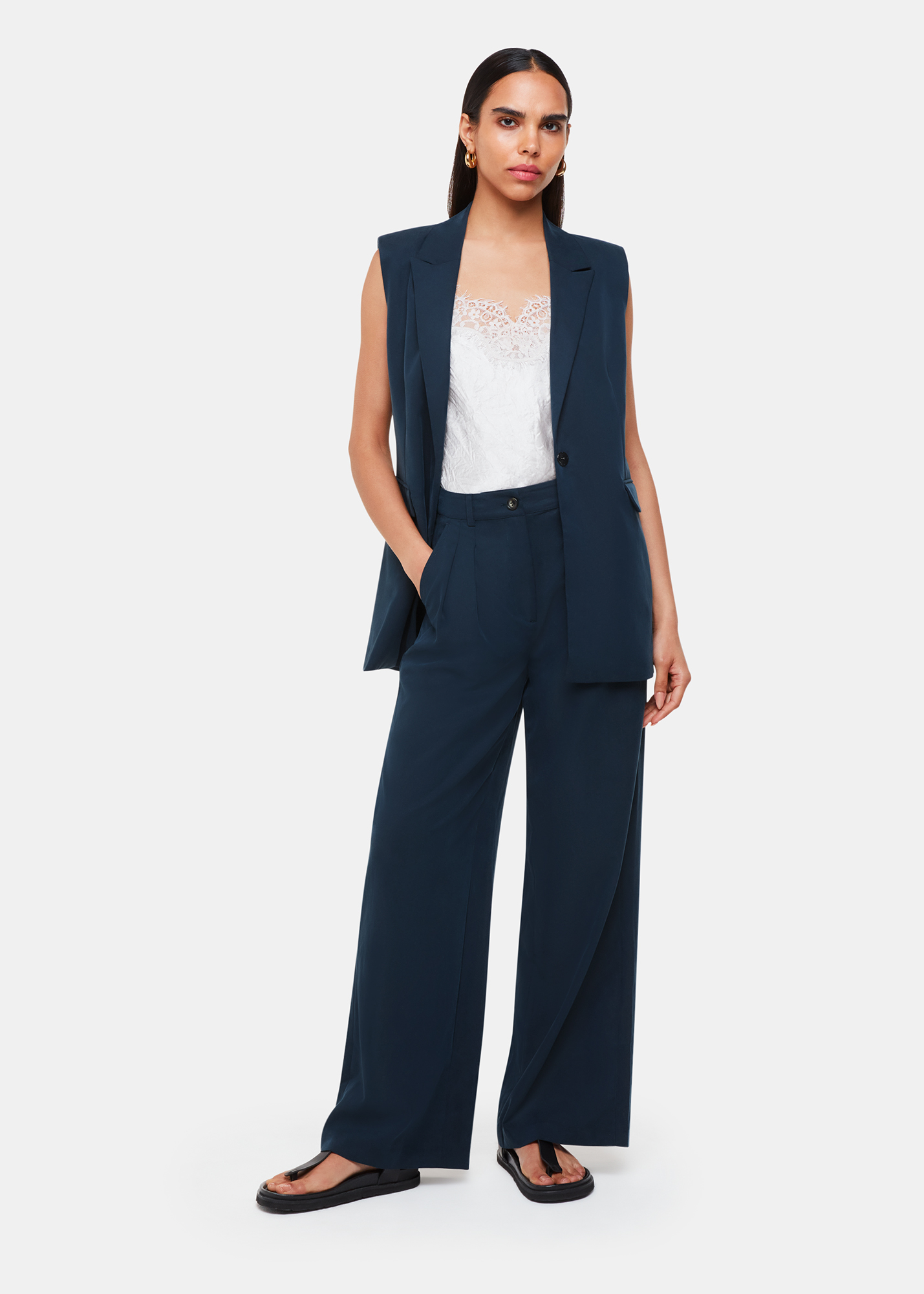 Whistles Women's Navy Joss Tailored Trouser Size 6