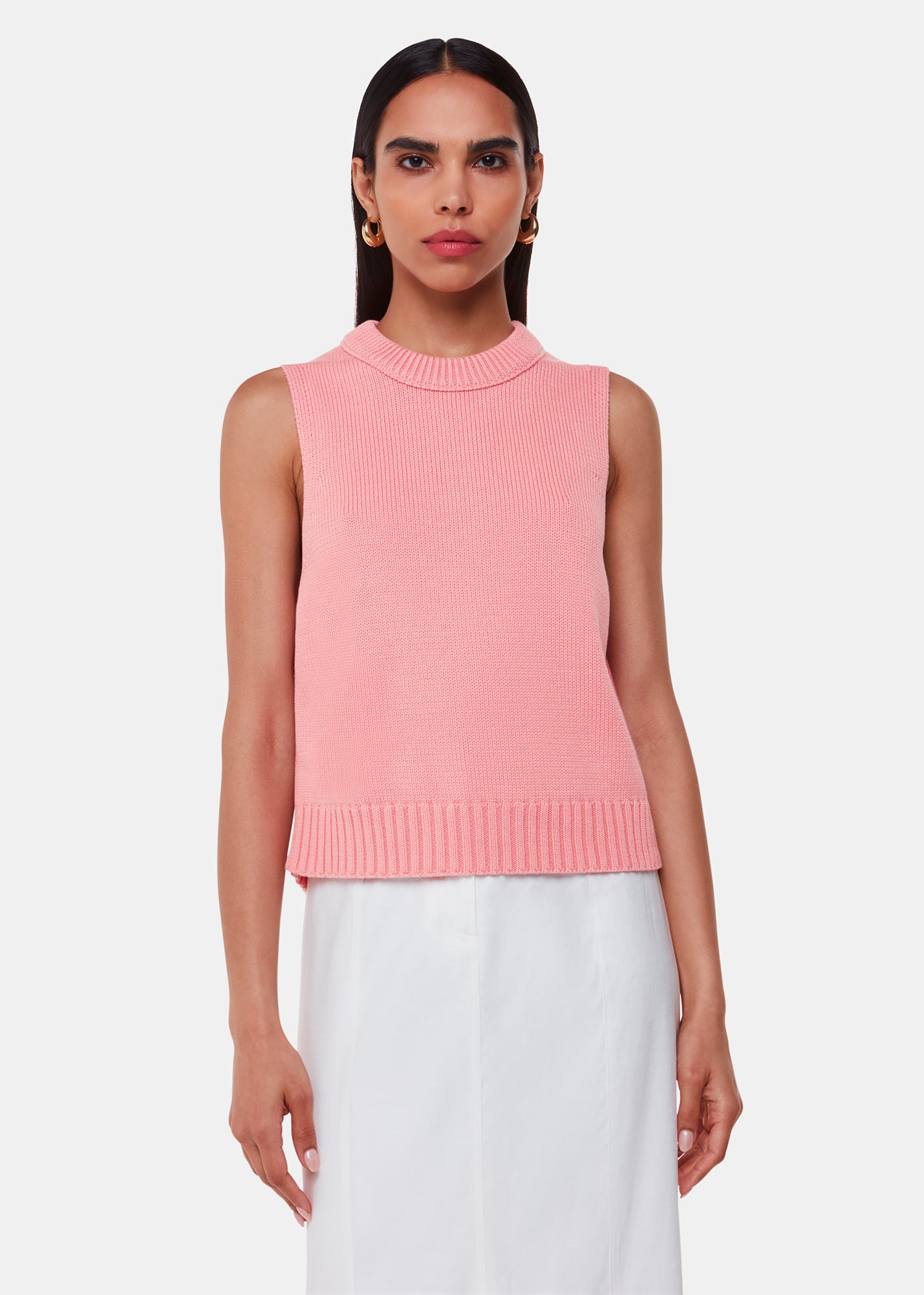 Whistles Women's Pink Indie Rib Detail Tank Size S