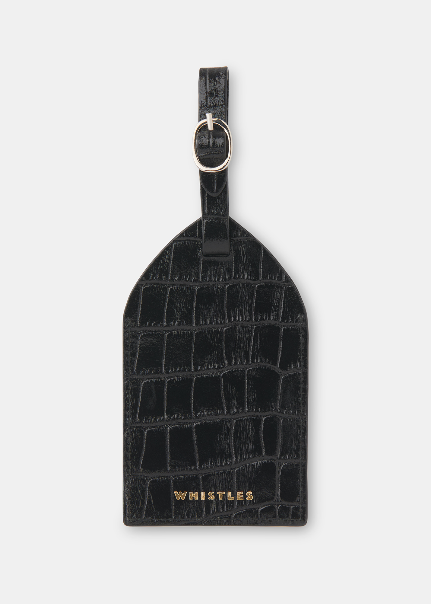 Whistles Women's Black Shiny Croc Luggage Tag 