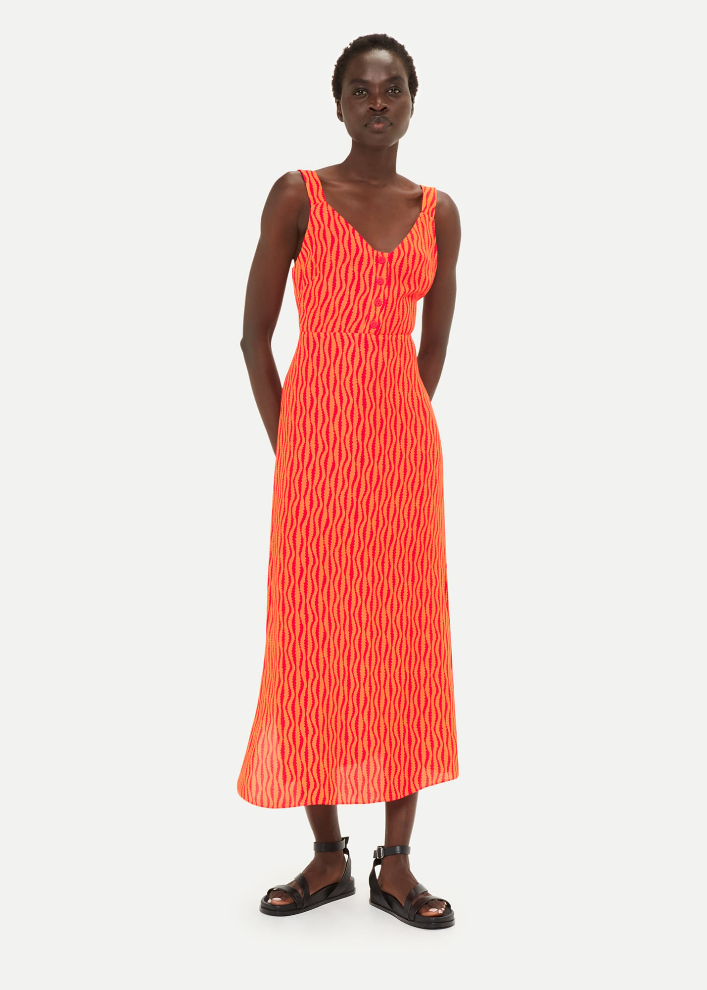 Whistles Women's Red/Multi Andie Optical Rope Print Dress Size 8