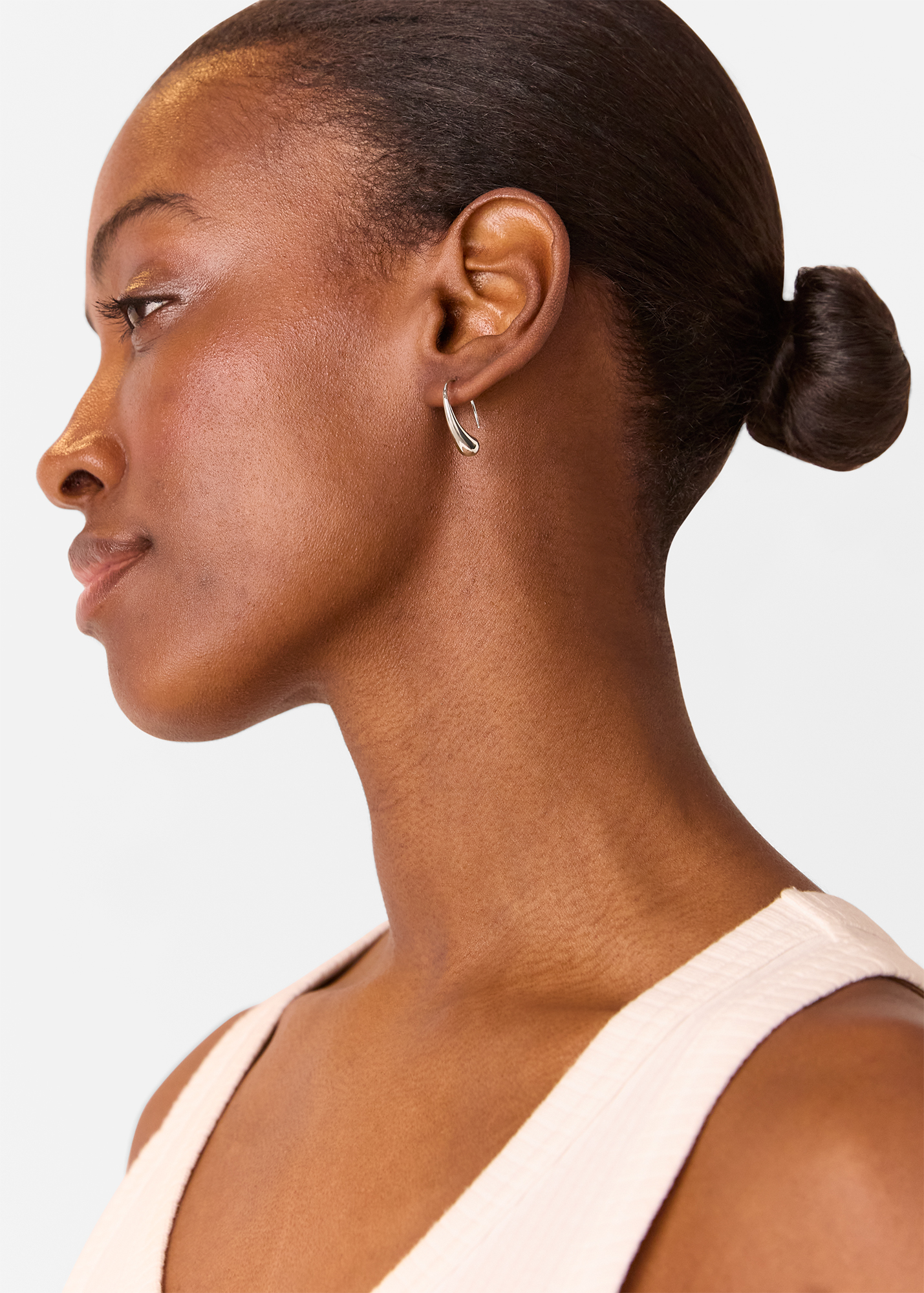 Whistles Women's Silver Curved Teardrop Wire Earring 