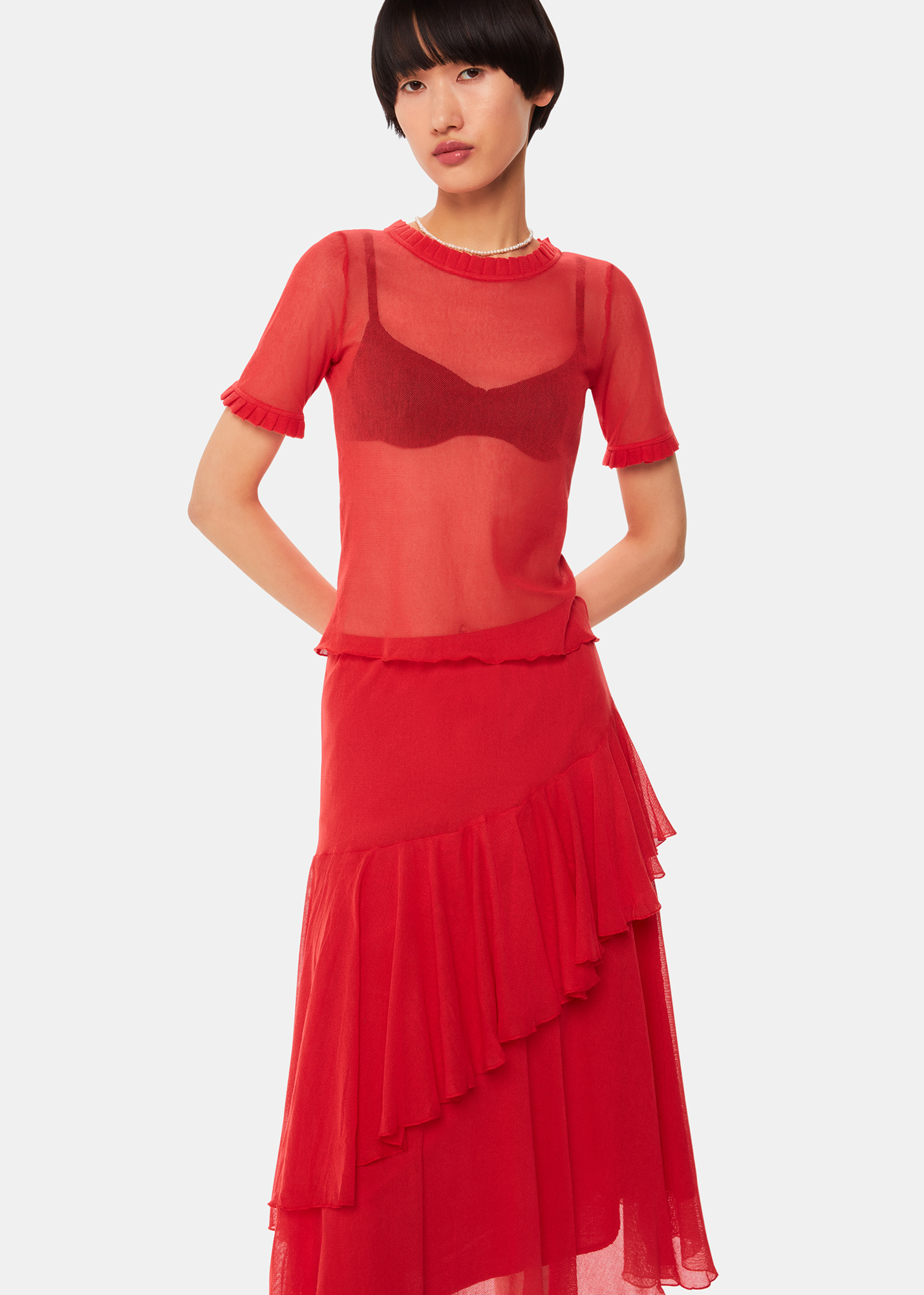Whistles Hai Women's Red Cecilia Skirt Size L