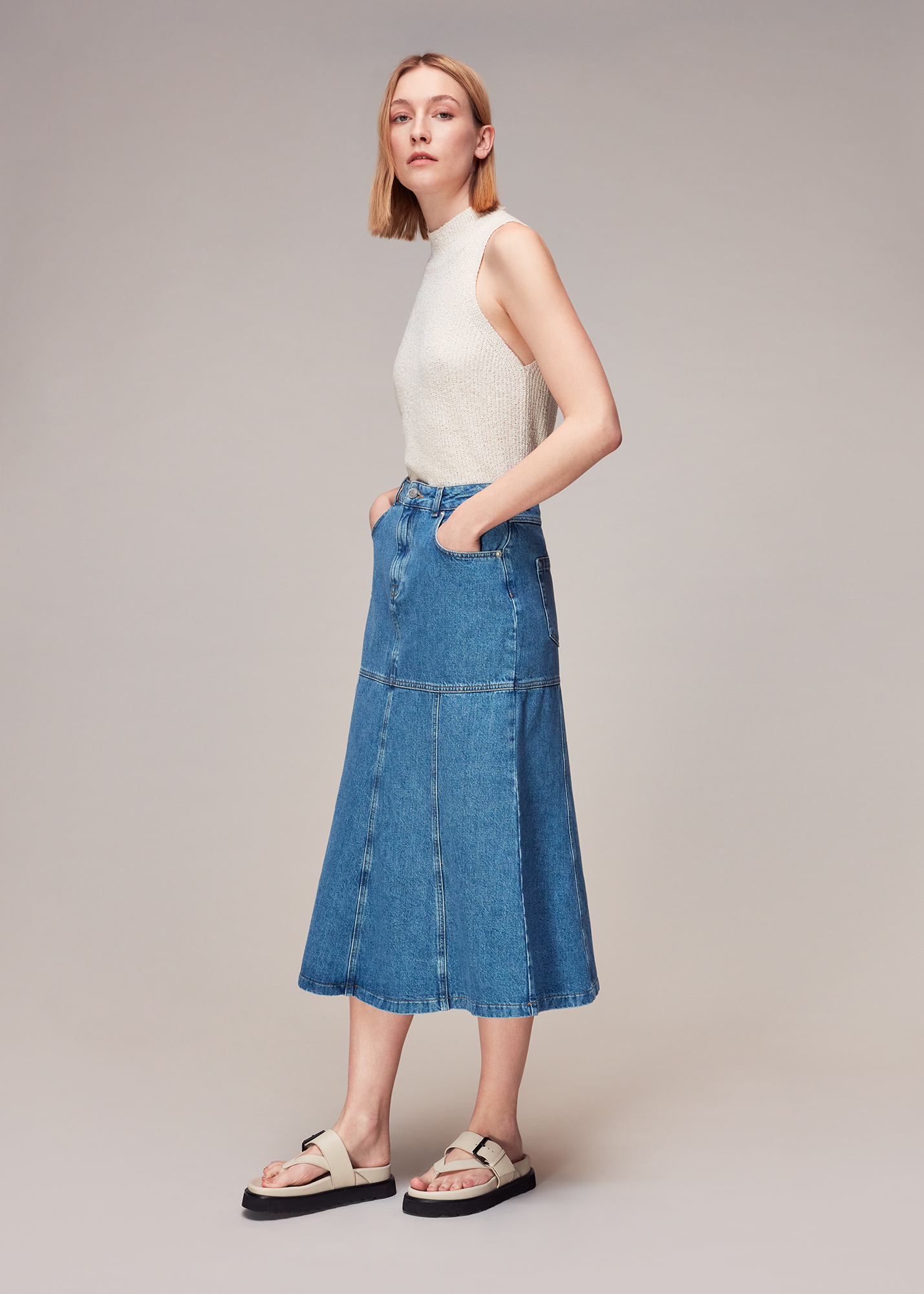 Whistles Women's Denim Midi Skirt Size 20