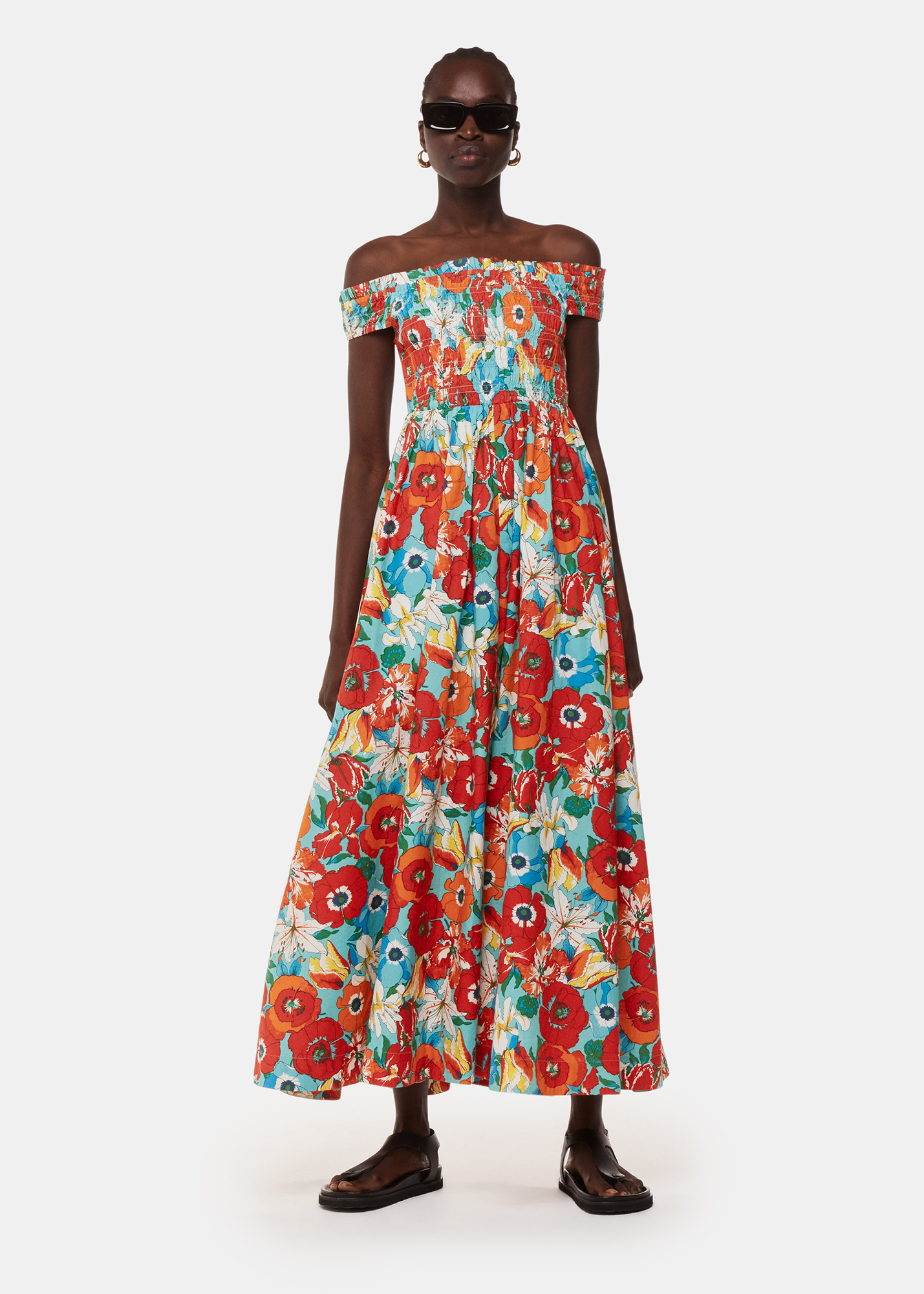 Whistles Women's Multicolour Blossom Tulips Bardot Dress Size 16