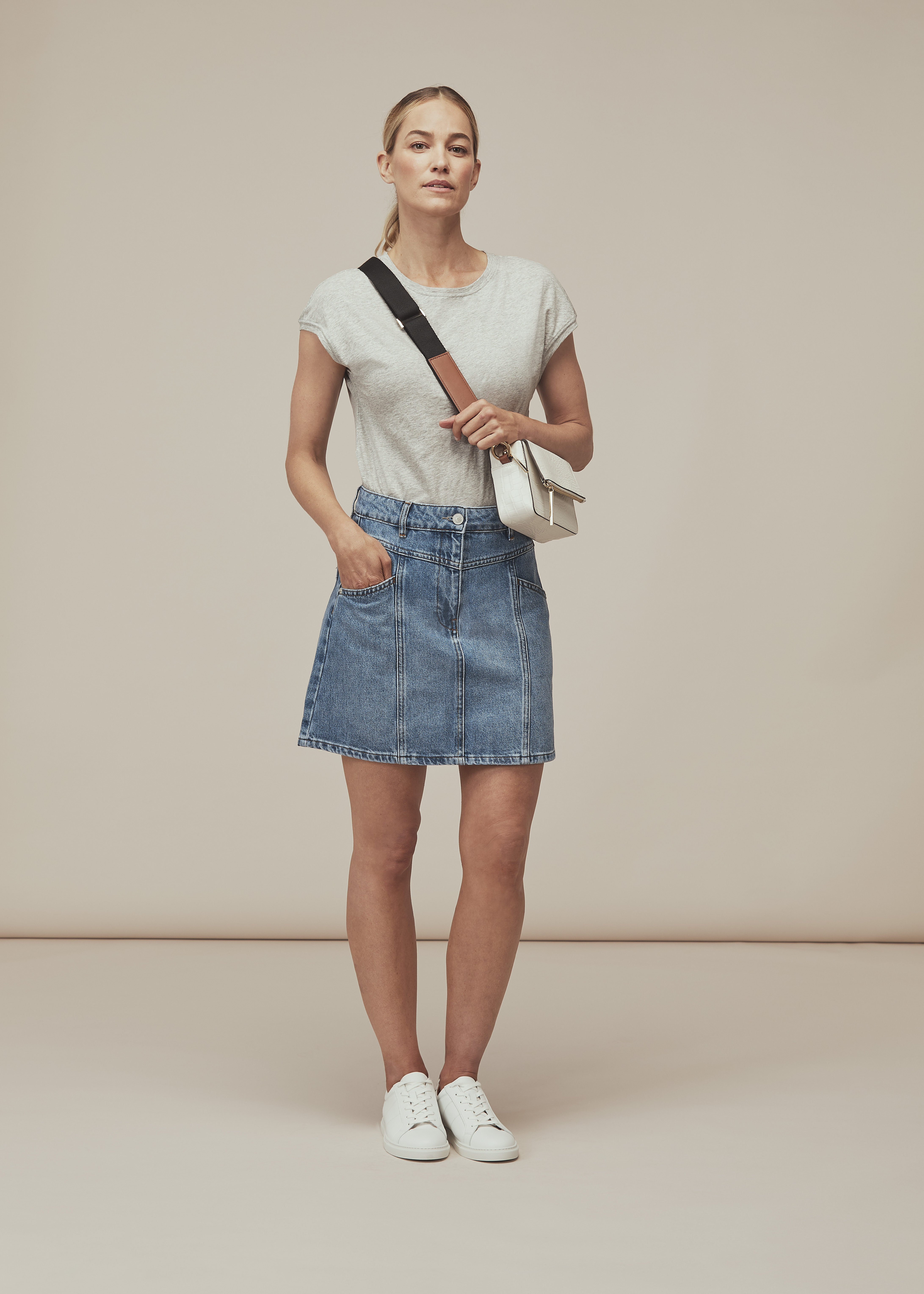 Whistles Women's Denim Seam Detail Skirt Size 6