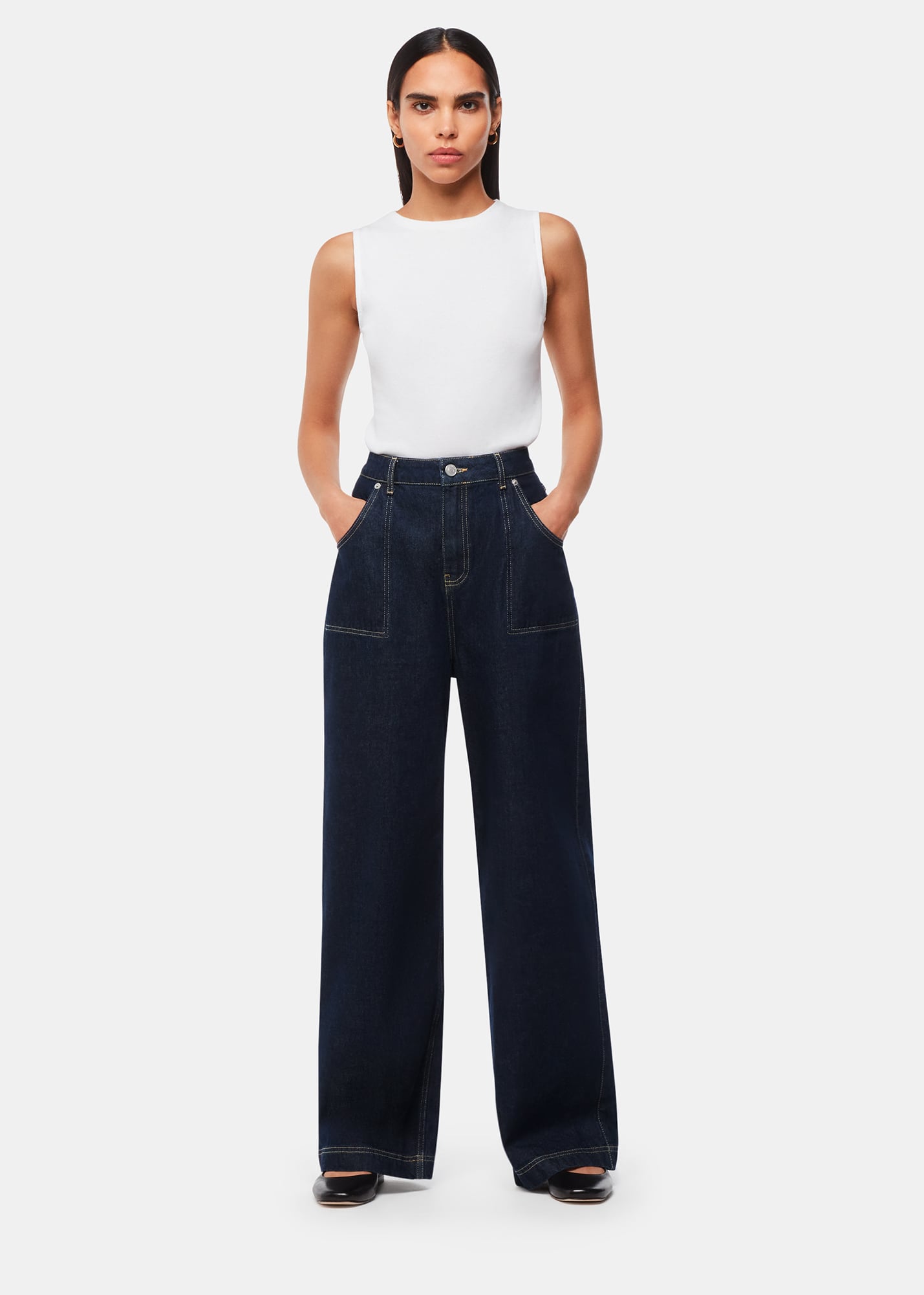 Whistles Women's Dark Denim Authentic Raya Straight Jean Size 28