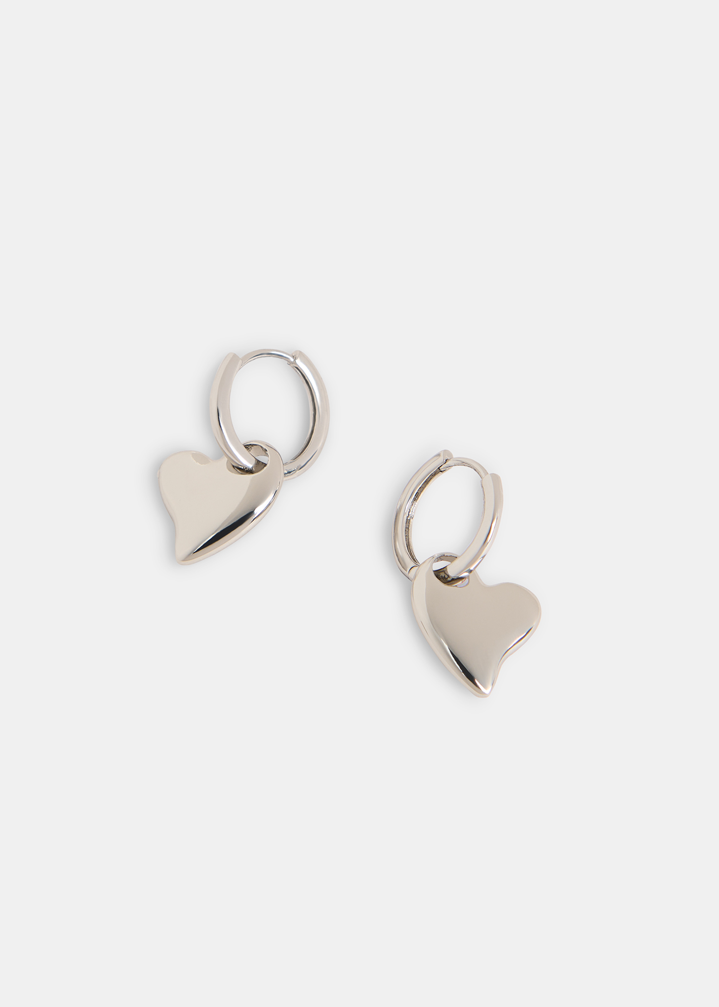 Whistles Women's Silver Curved Heart Huggie Hoop 
