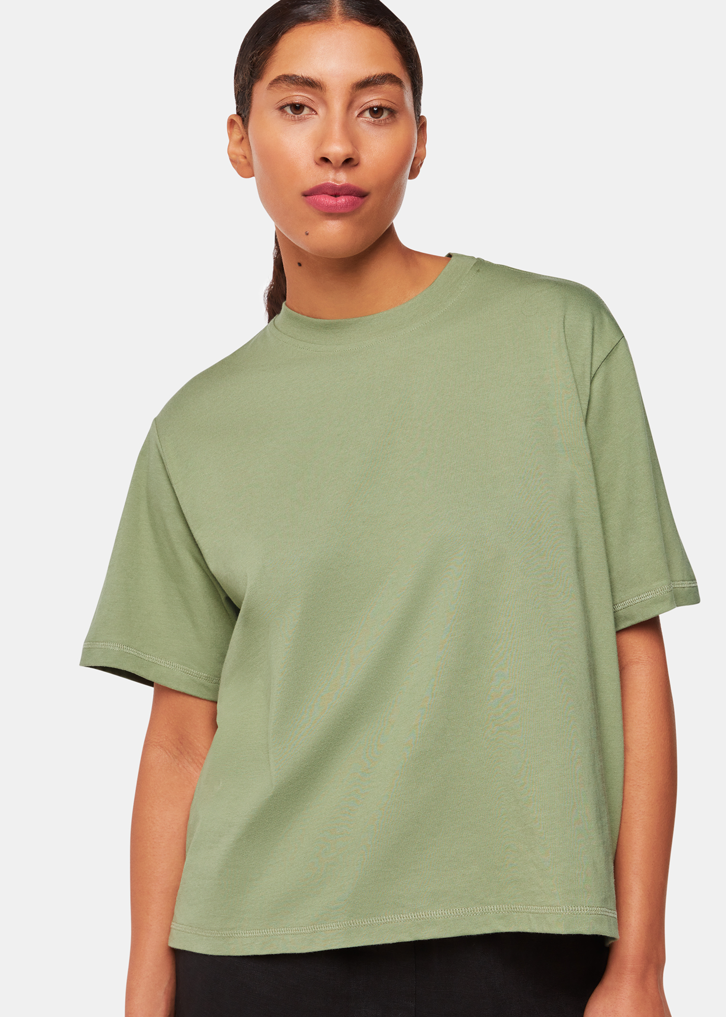 Whistles Women's Khaki Relaxed Tee Size M