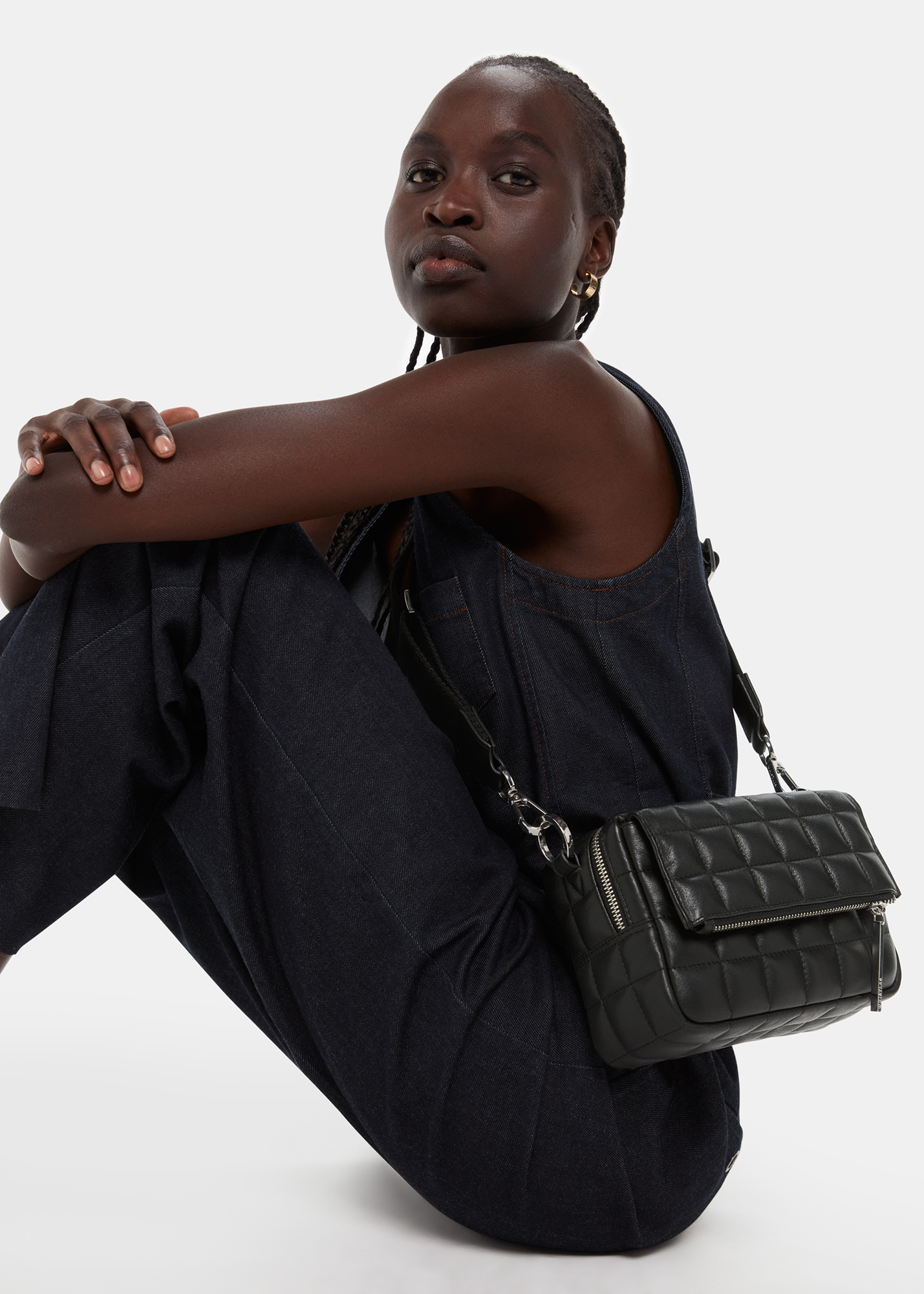 Whistles Women's Black Quilted Bibi Crossbody Bag 