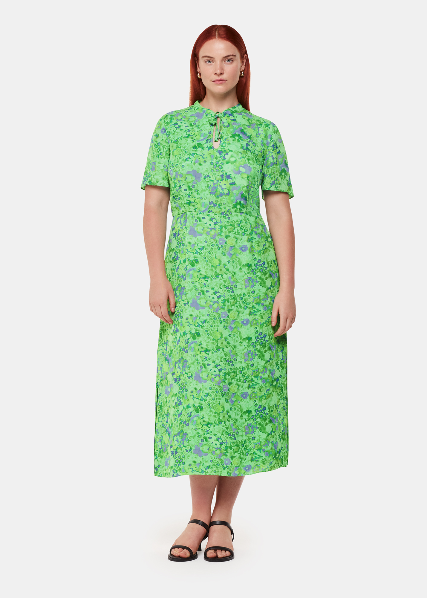 Whistles Women's Green/Multi Lucid Floral Bonnie Dress Size 6