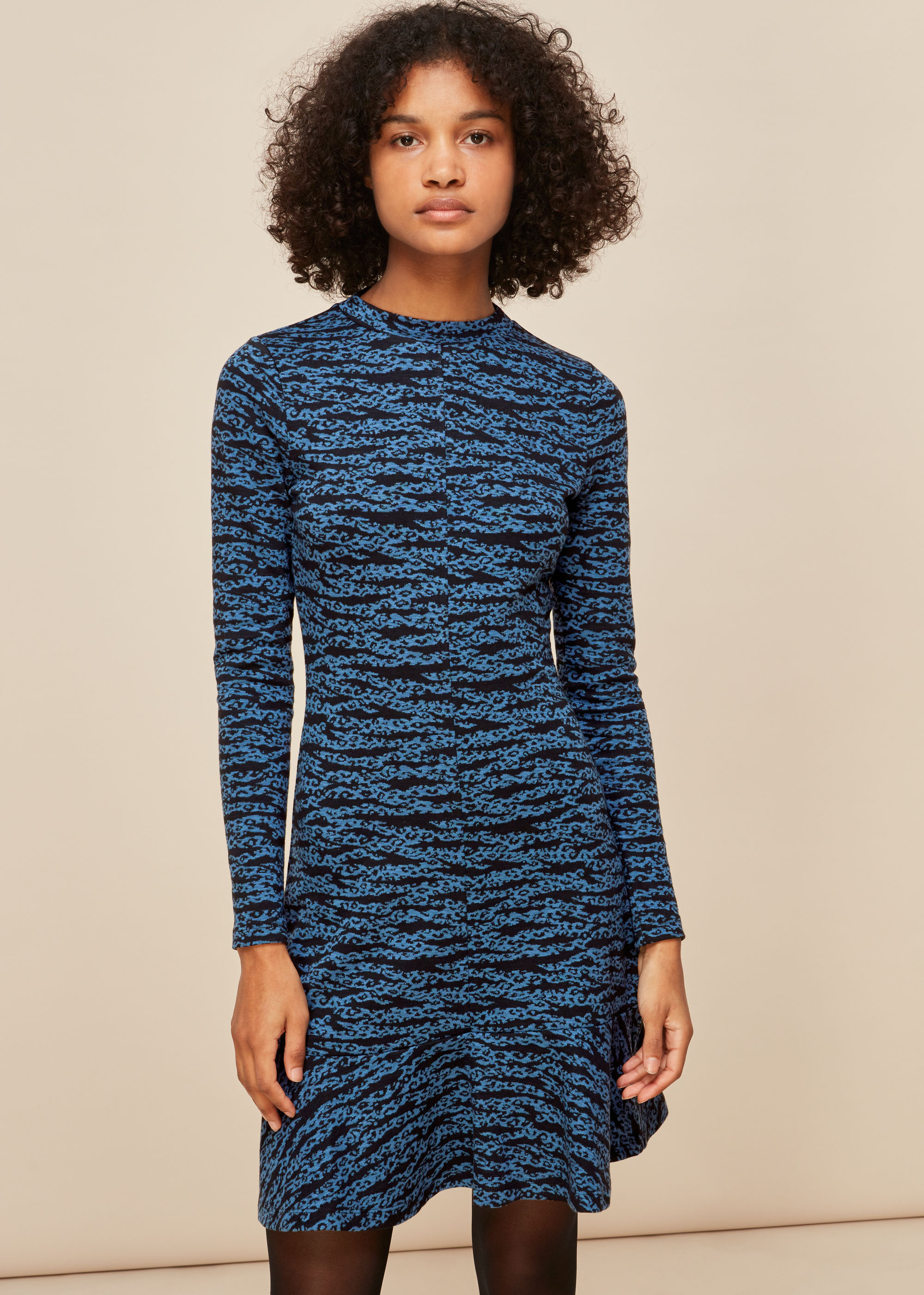 Whistles Women's Blue/Multi Tiger Leopard Flippy Dress Size 8