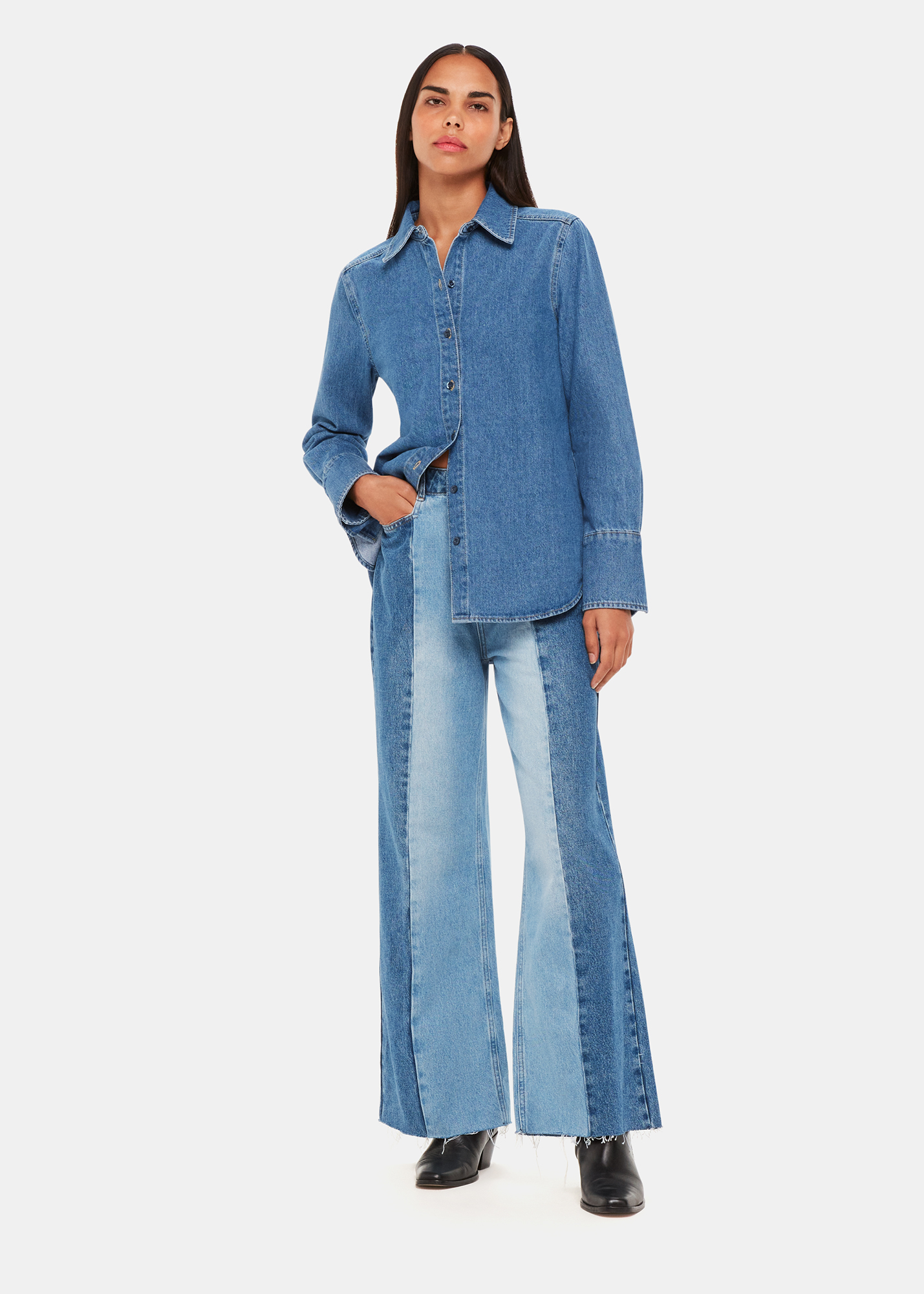 Whistles Women's Denim Vertical Patchwork Jean Size 27
