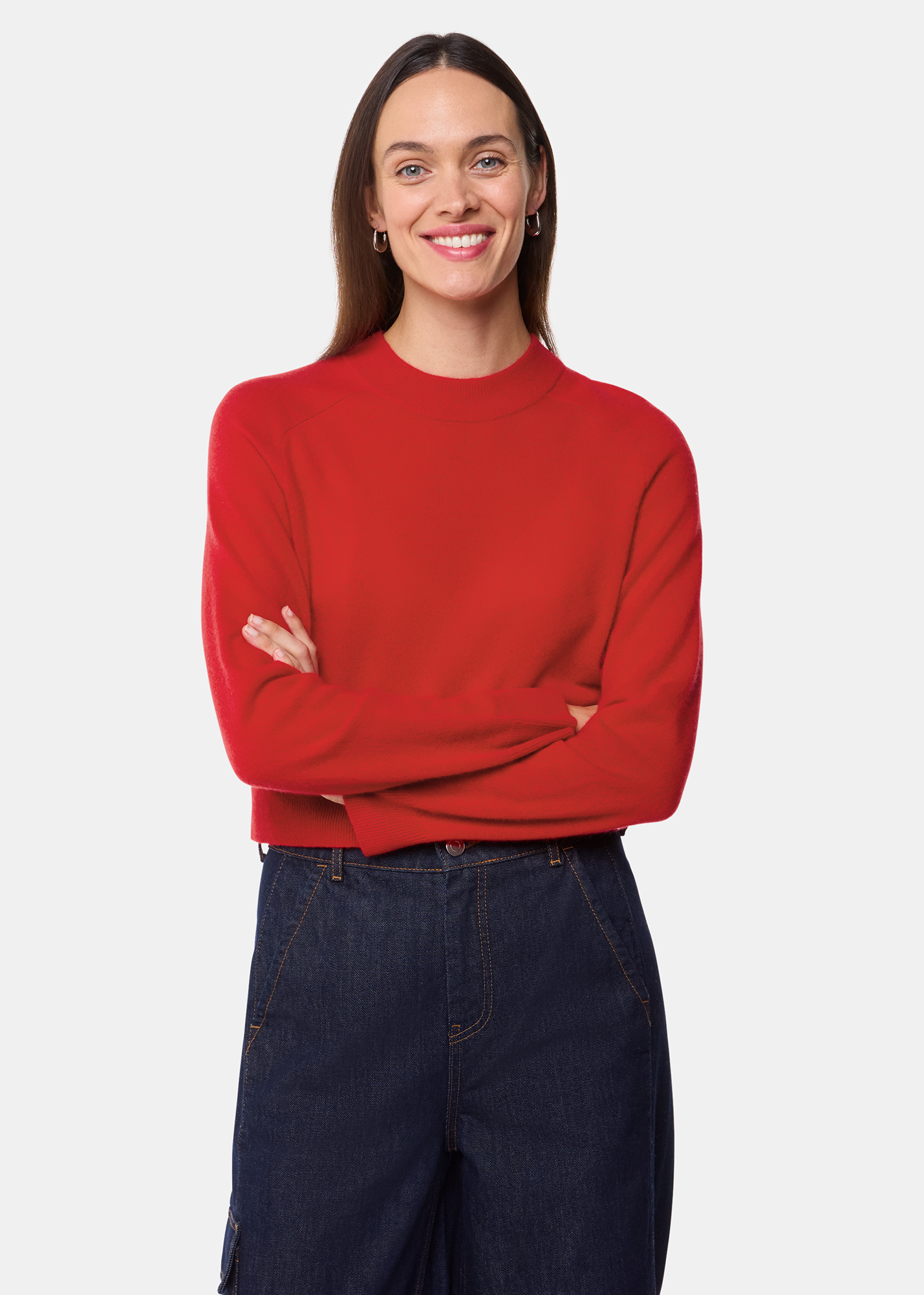 Whistles Women's Red Cashmere Crop Crew Size XS