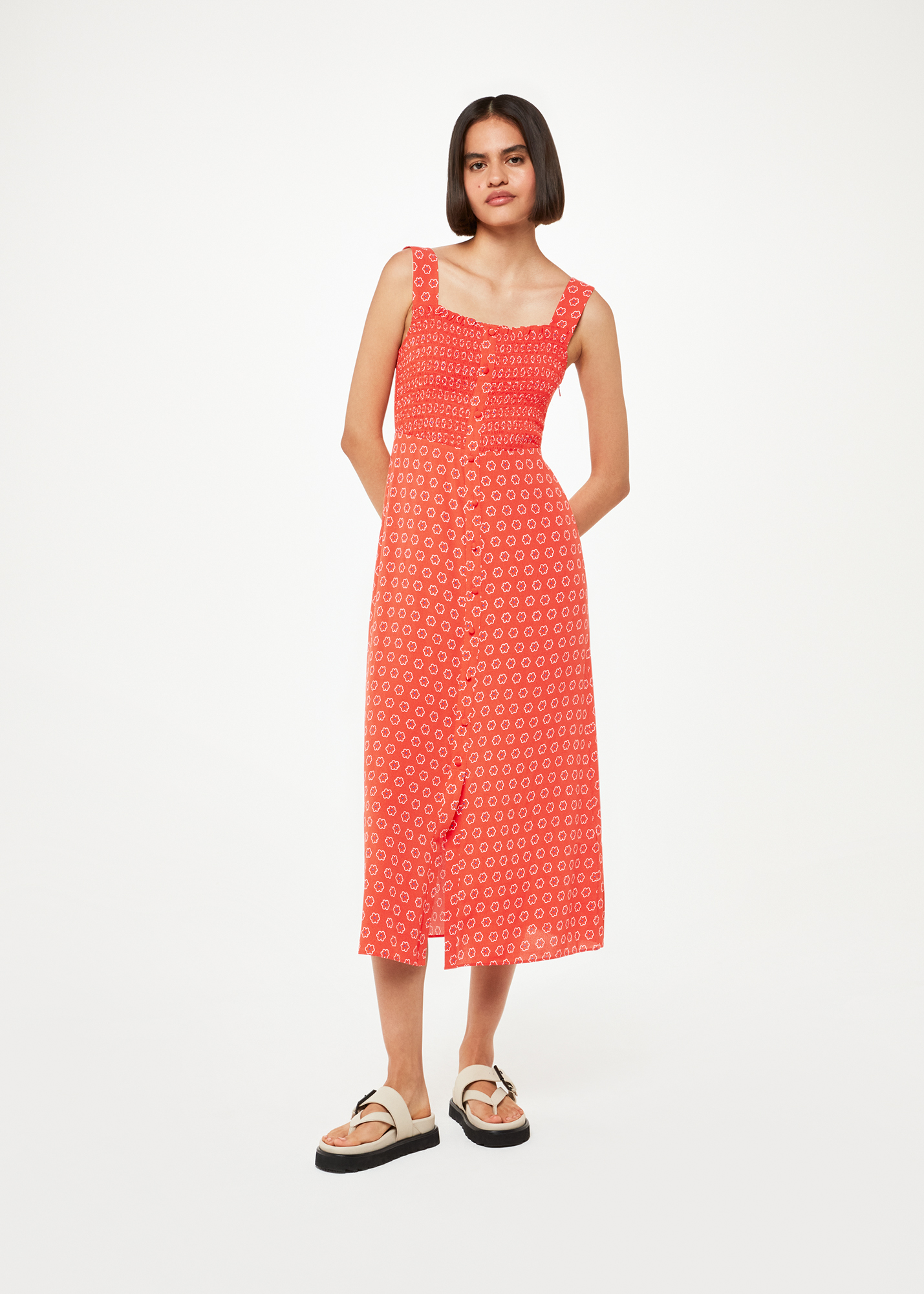 Whistles Women's Red/Multi Flower Charm Macie Dress Size 6