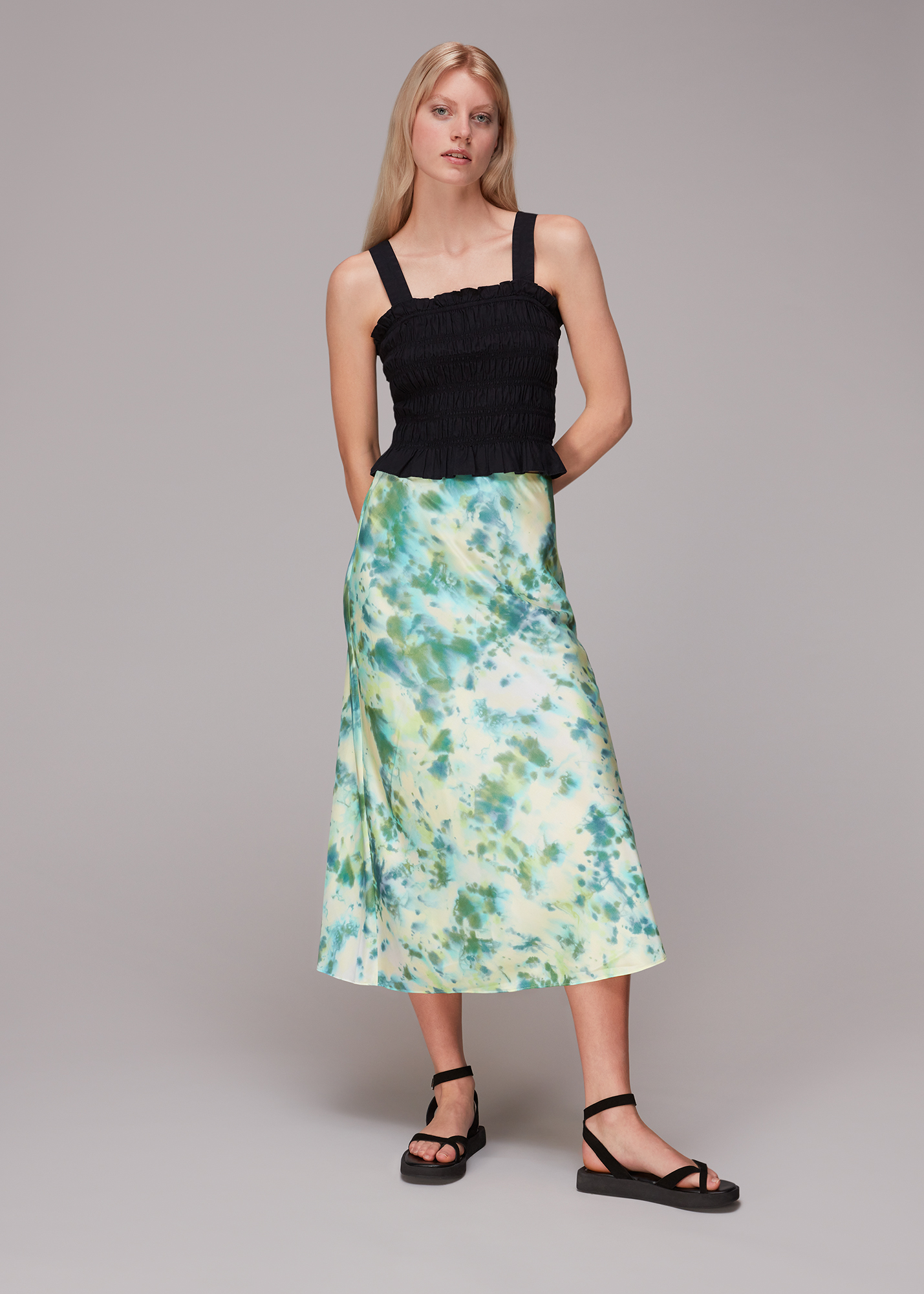 Whistles Women's Multicolour Waterflower Bias Cut Skirt Size 4