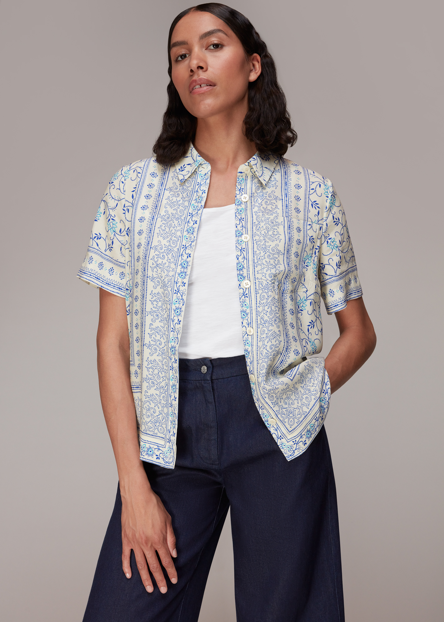 Whistles Women's Multicolour Bandana Print Bowling Shirt Size 8