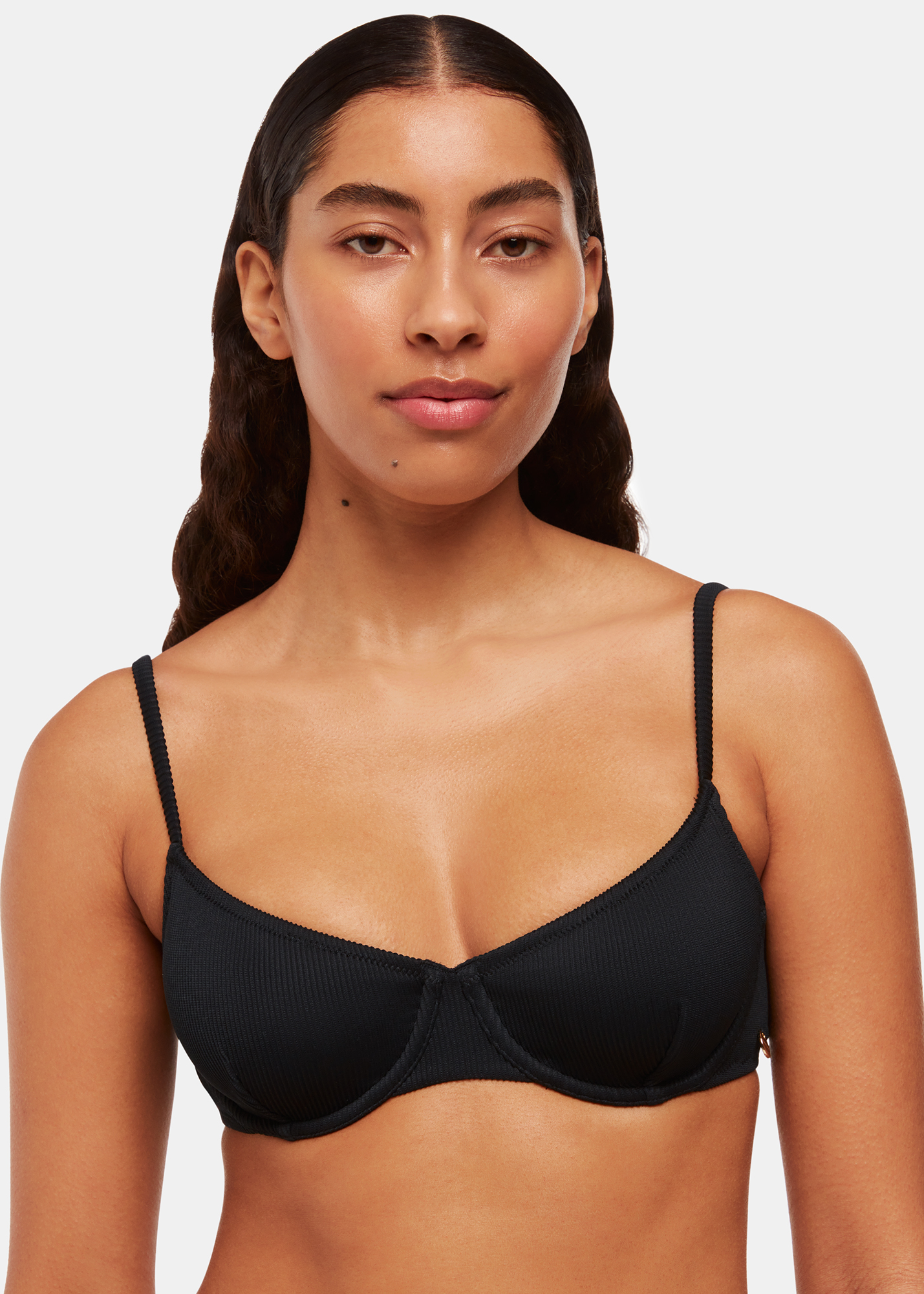 Whistles Women's Black Ribbed Underwire Bikini Top Size 10