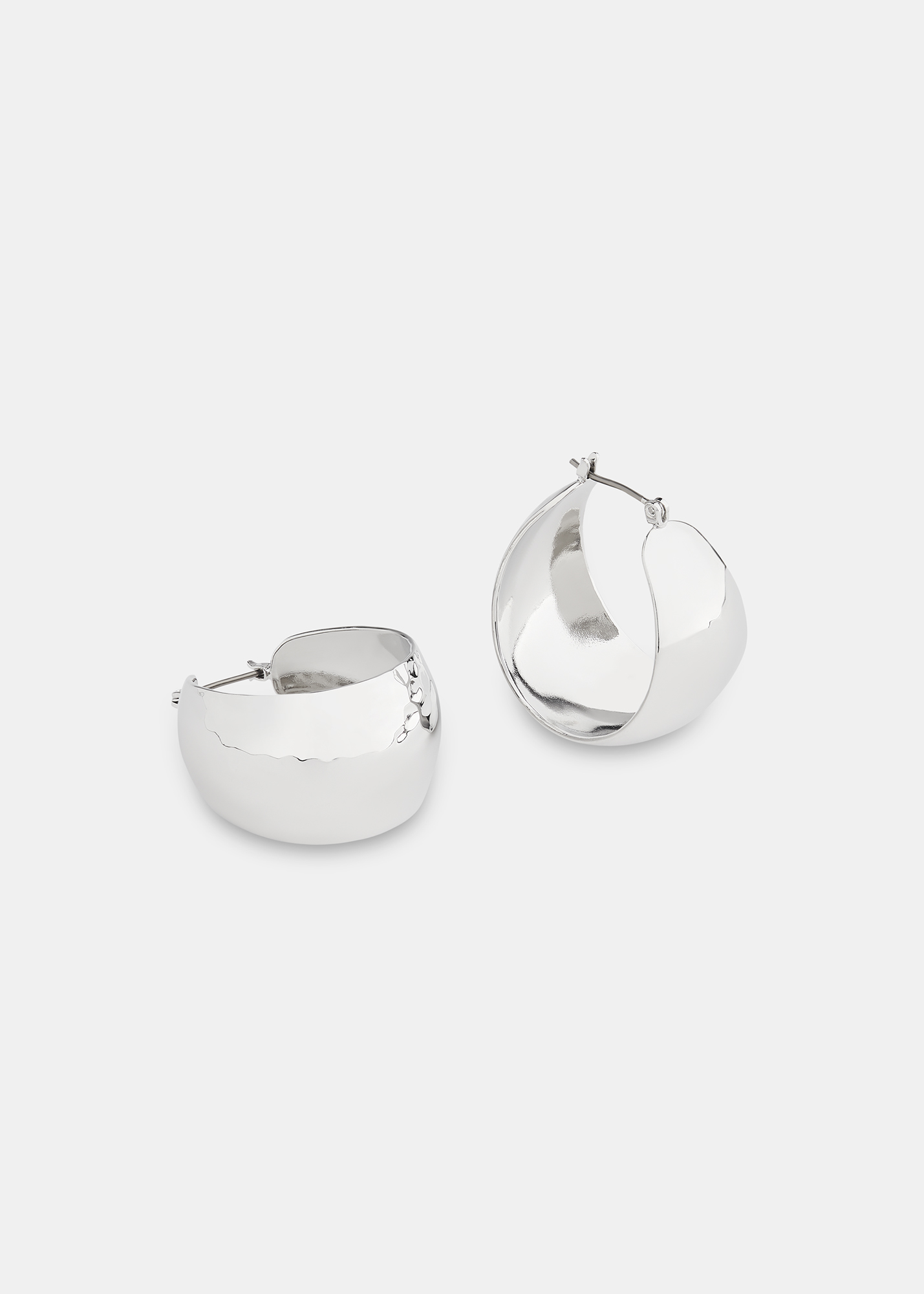 Whistles Women's Silver Textured Curved Earring 