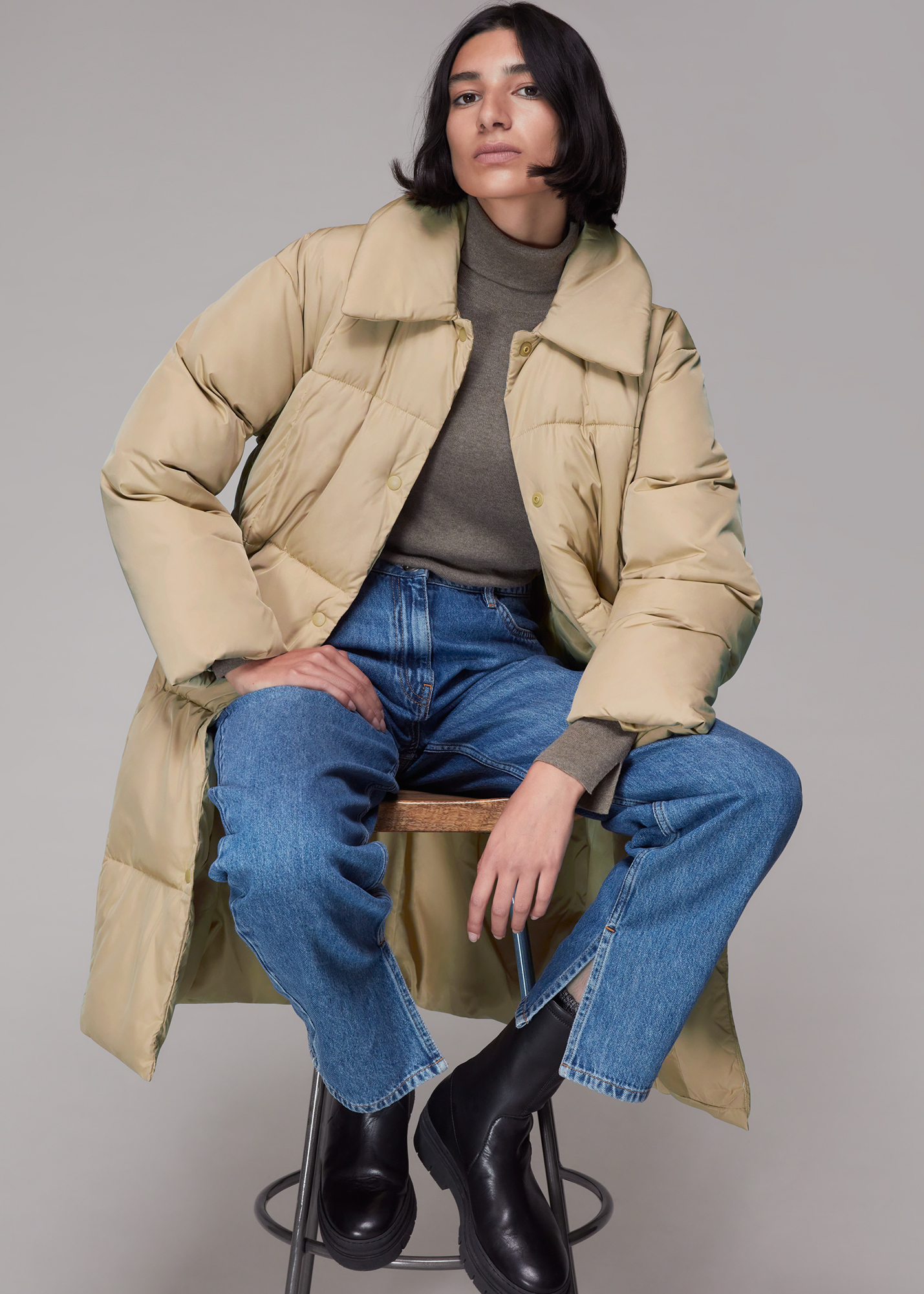 Whistles Women's Camel Wren Puffer Coat Size XS