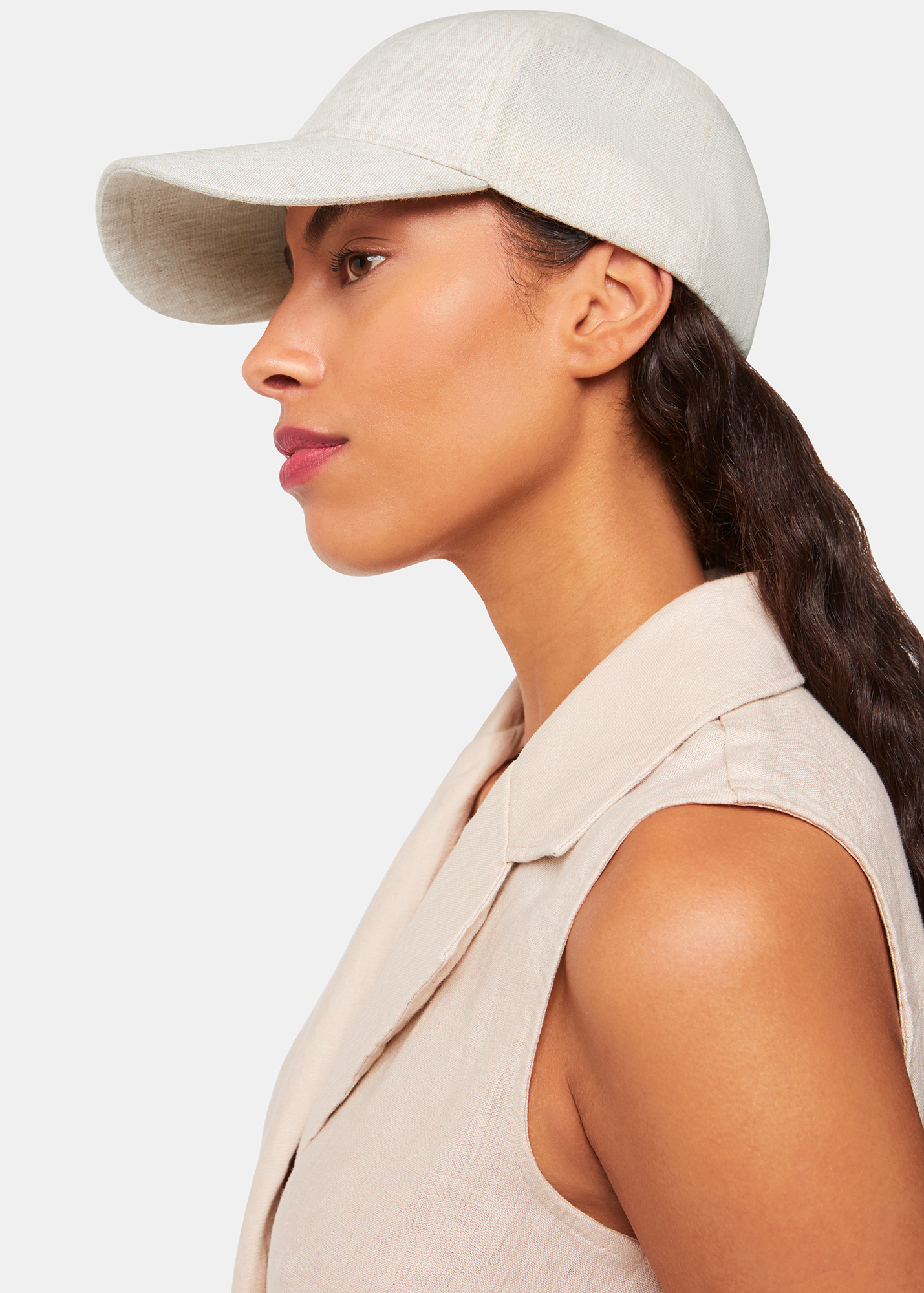 Whistles Women's Neutral Linen Cap 