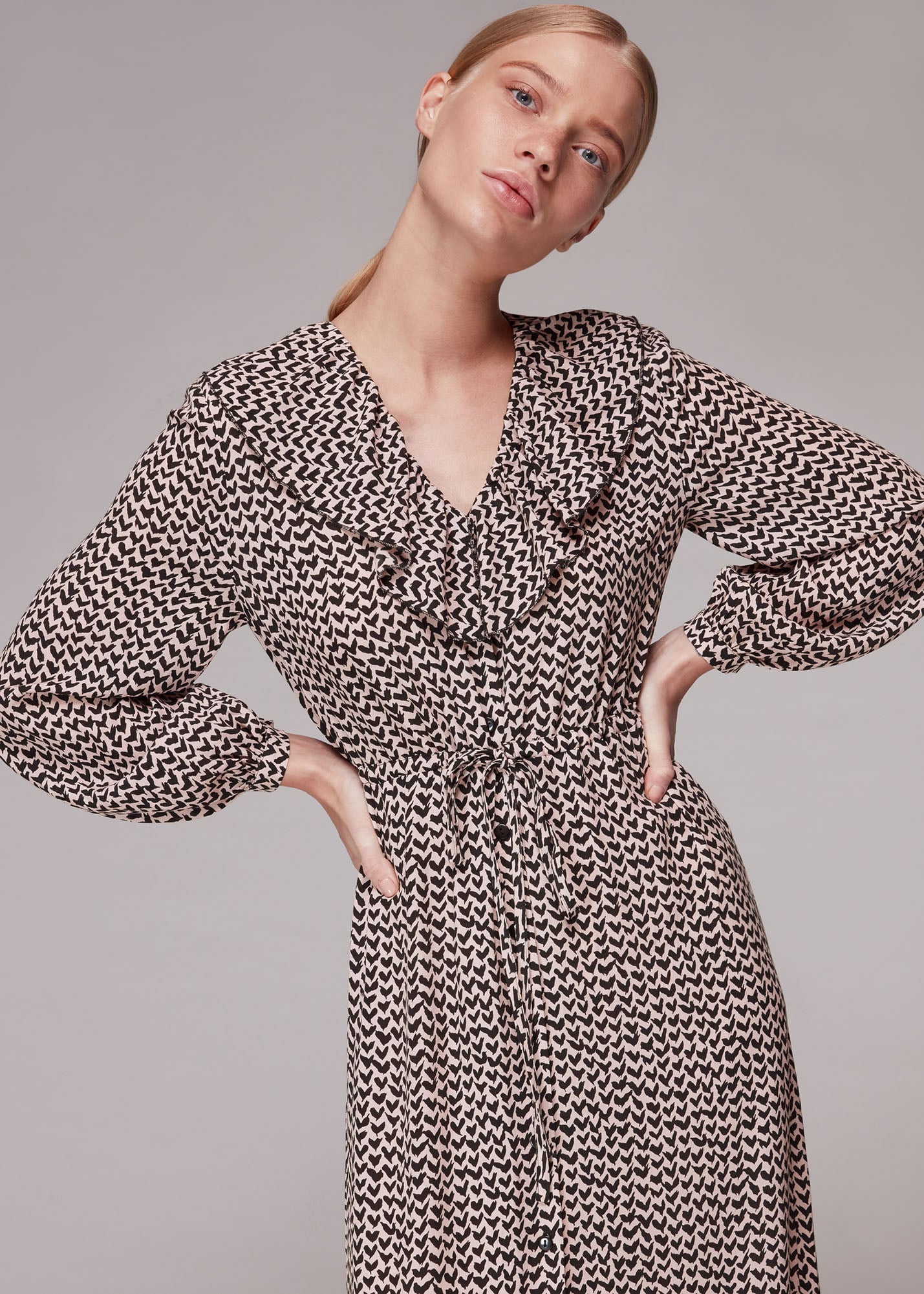 Whistles Women's Multicolour Abstract Heart Print Dress Size 6