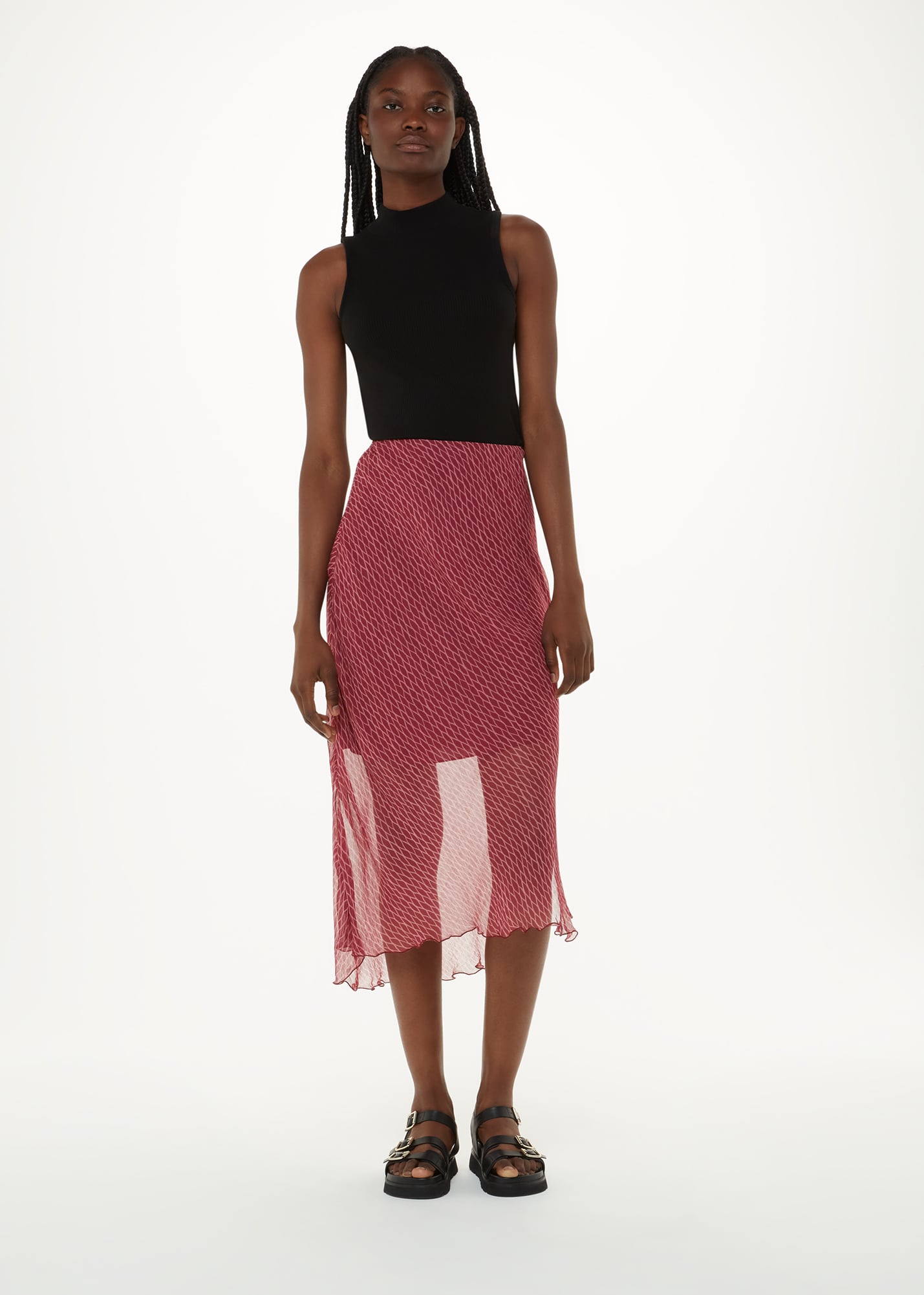 Whistles Women's Pink/Multi Dainty Net Tie Detail Skirt Size 18