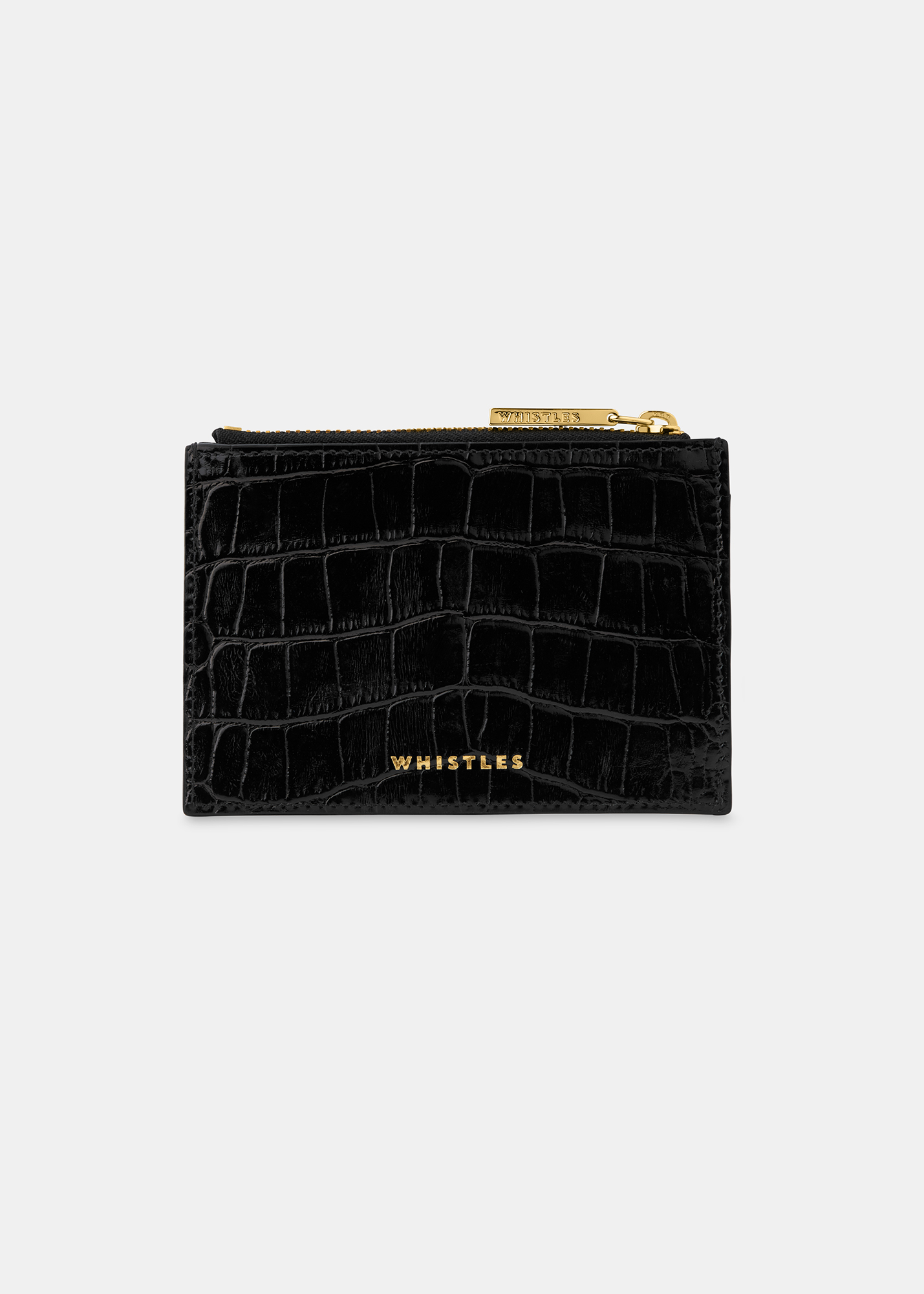 Whistles Women's Black Shiny Croc Coin Purse 
