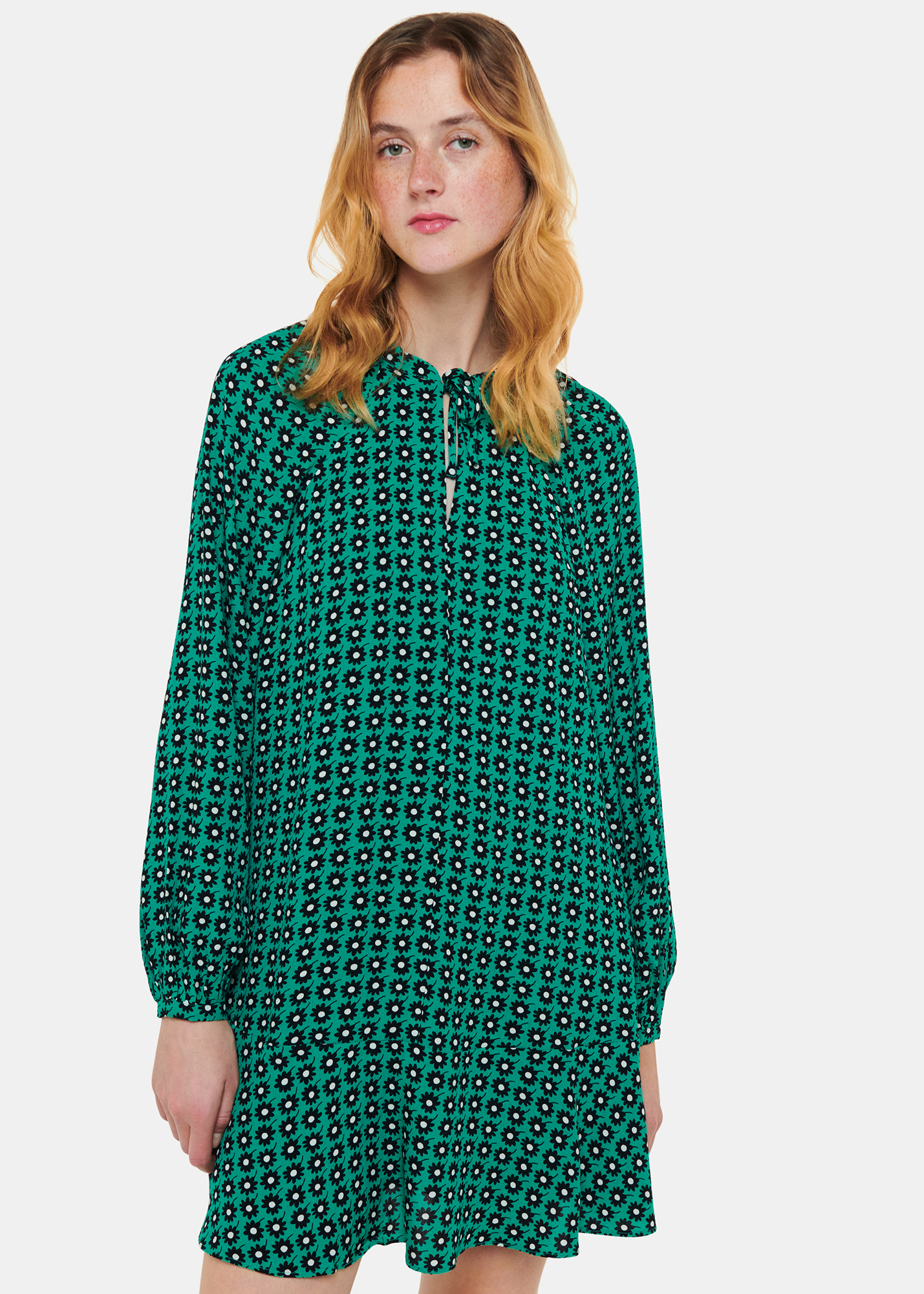 Whistles Women's Green/Multi Floral Dot Flippy Dress Size 8