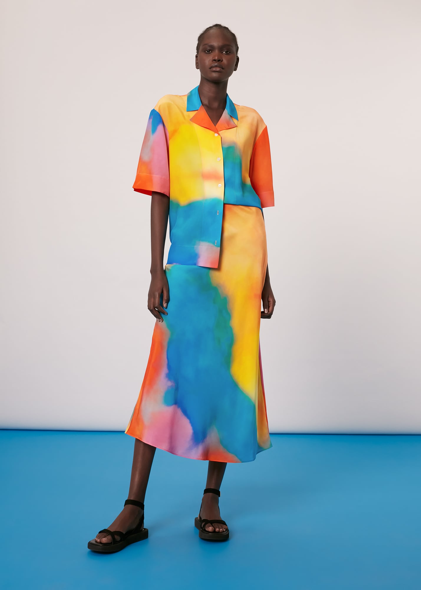 Whistles Women's Multicolour Bias Cut Rainbow Skirt Size 4